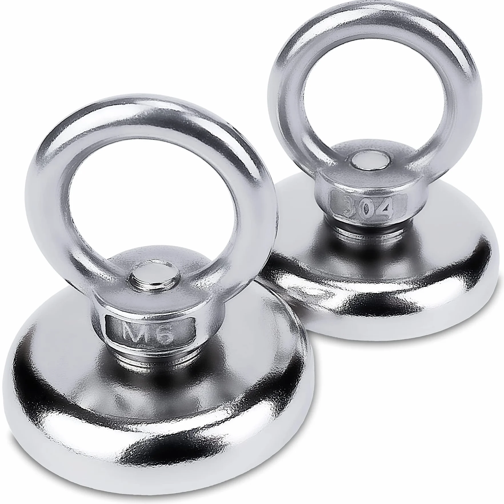 SENSEI 2 magneti estremamente forti – portata 50 kg, magneti al neodimio con occhiello in acciaio – Ø 36 mm, gancio magnetico con manico per viti e tenuta sicura