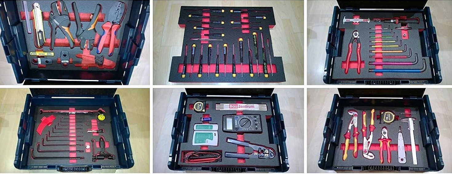 Inserto in schiuma rigida per carrello degli attrezzi, colore nero/rosso (500 x 580 x 40 mm)