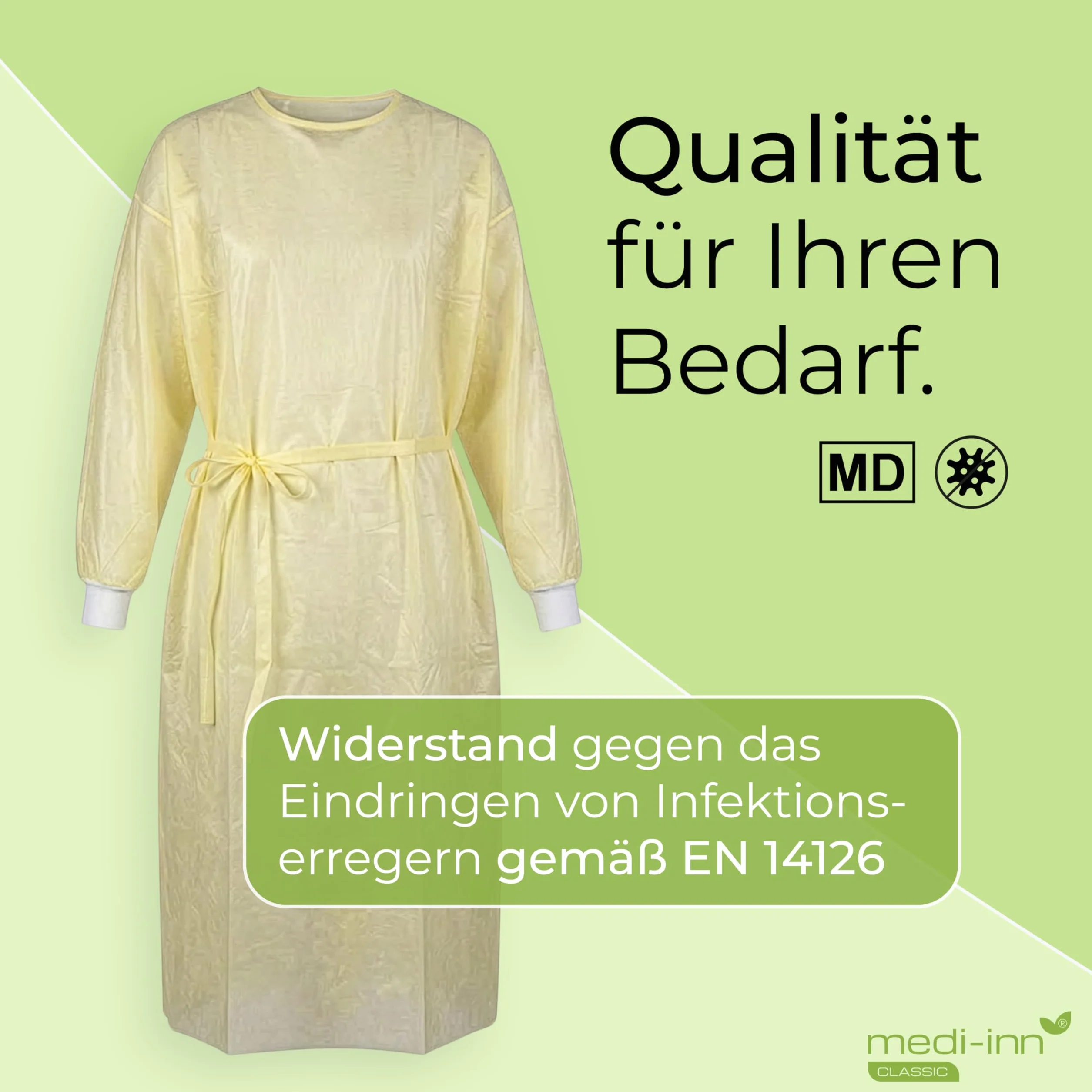 Medi-Inn Schutzkittel Camice Monouso MRSAPp Pe Giallo 139 x 139 cm 10 Pezzo