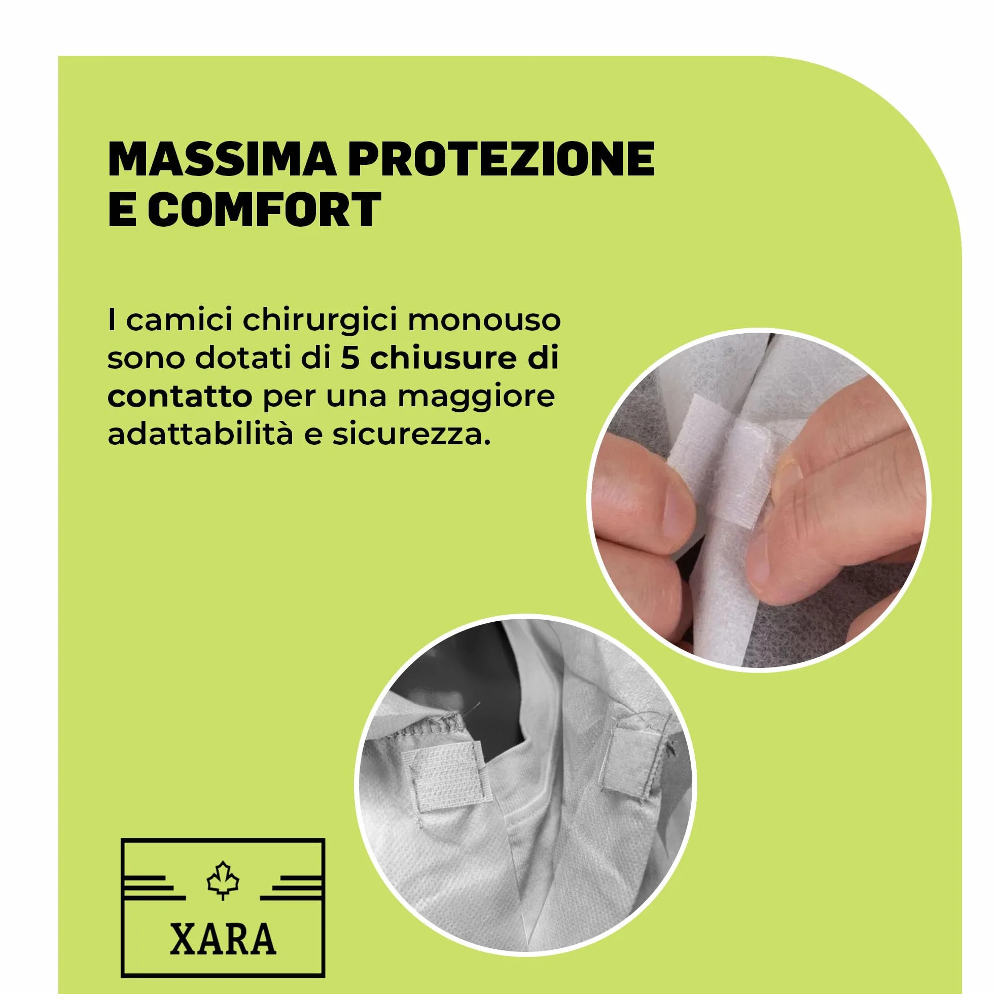 XARA Vestaglia chirurgica monouso XXXL 120 x 152 cm Confezione 10 TNT Polipropilene 35 gr