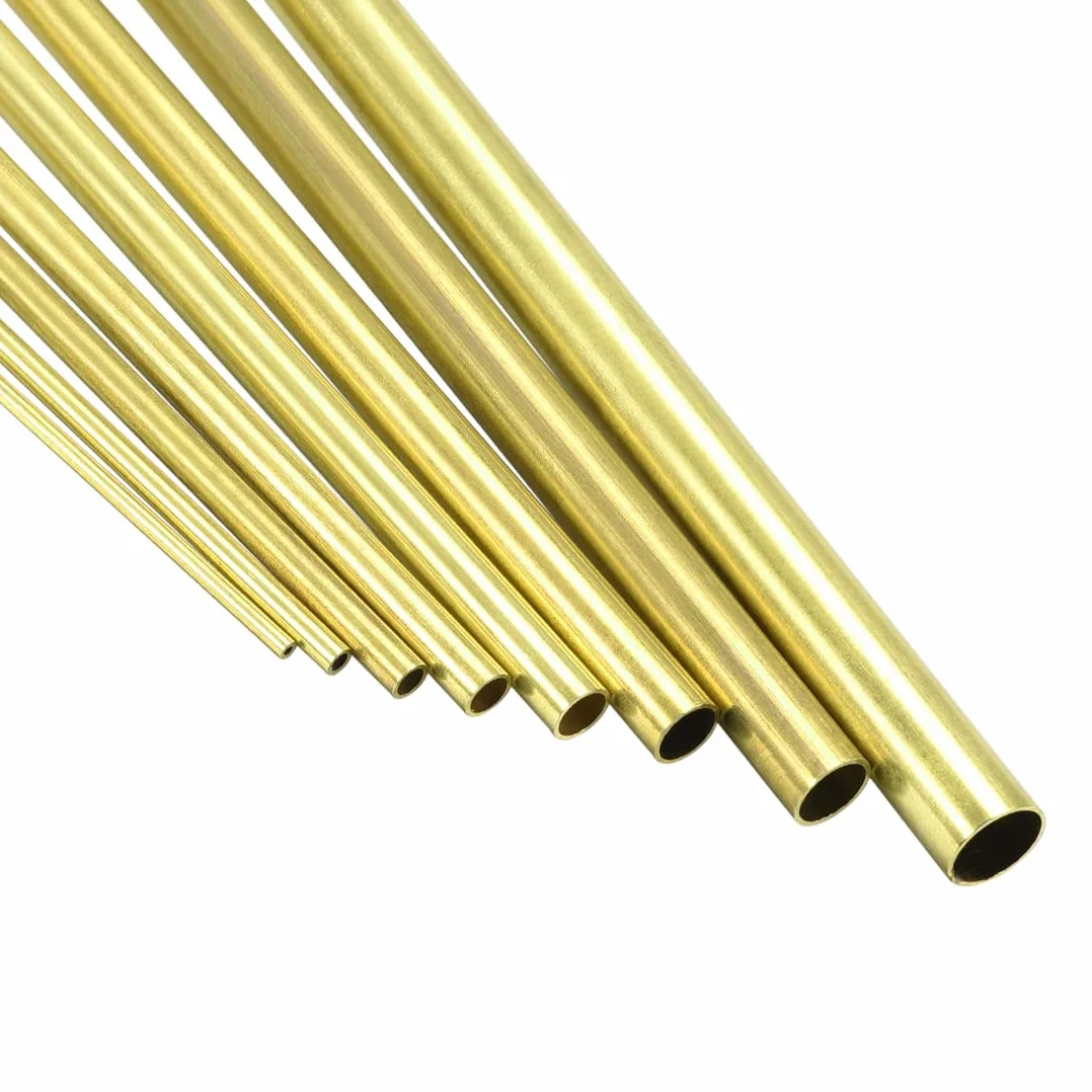 PATIKIL Tubo in ottone 8 Pezzi, 2-10mm OD x 0,5mm Spessore 300mm Lunghezza, Liscio Tondo per Macchine Fai da Te