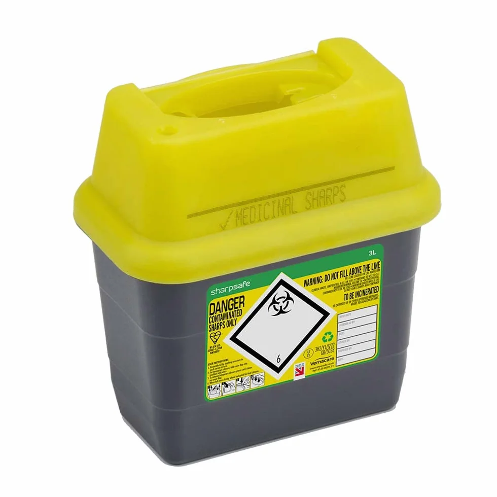 Sharpsafe 5a generazione Sharps Bin smaltimento rifiuti clinici 3 litri giallo/grigio
