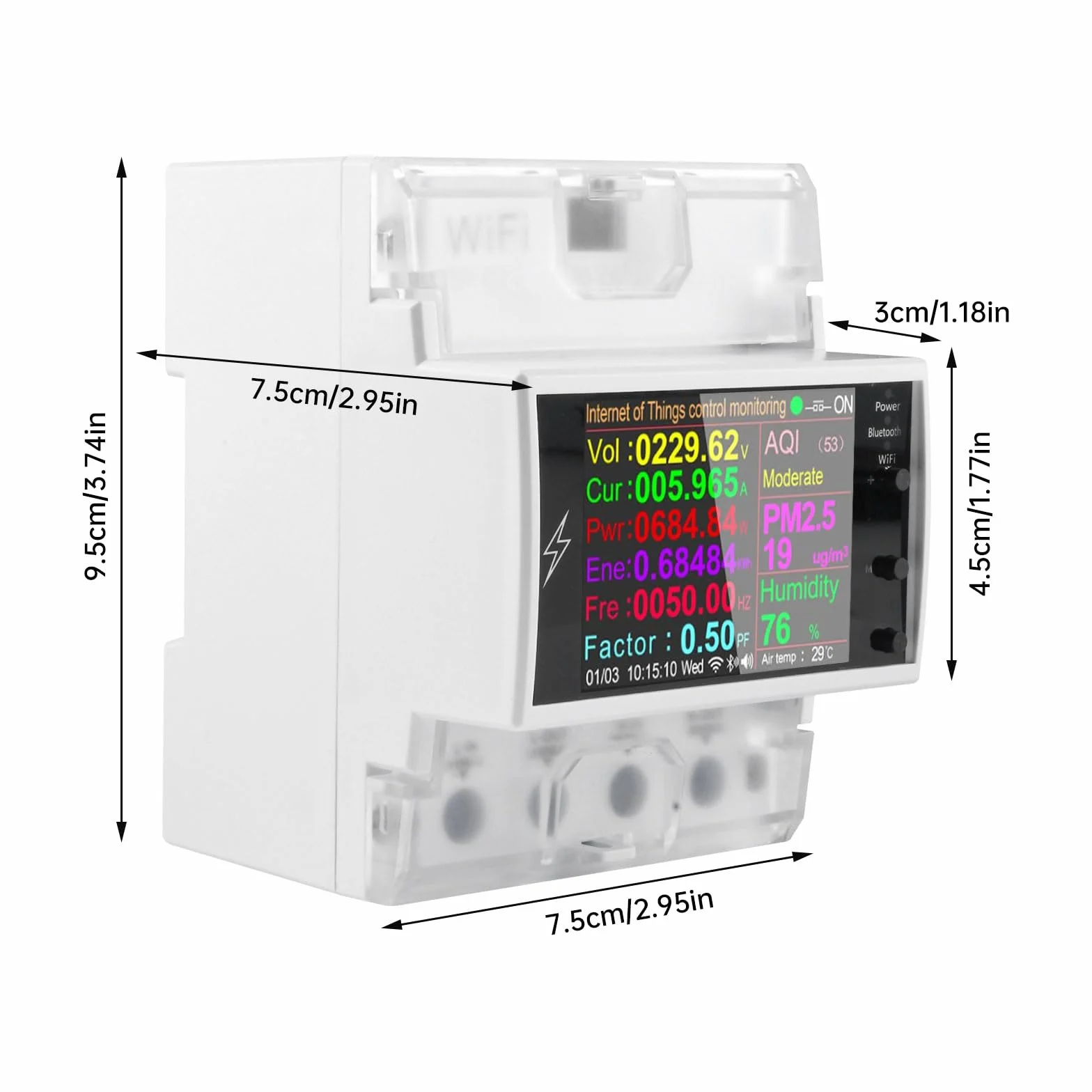 Diymore Misuratore di Energia 100A WiFi Din Rail Telecomando per interruttore intelligente,Monitor del consumo di energia digitale,Misuratore di fattore di frequenza AC85-265V Digital Volt Amp Kwh
