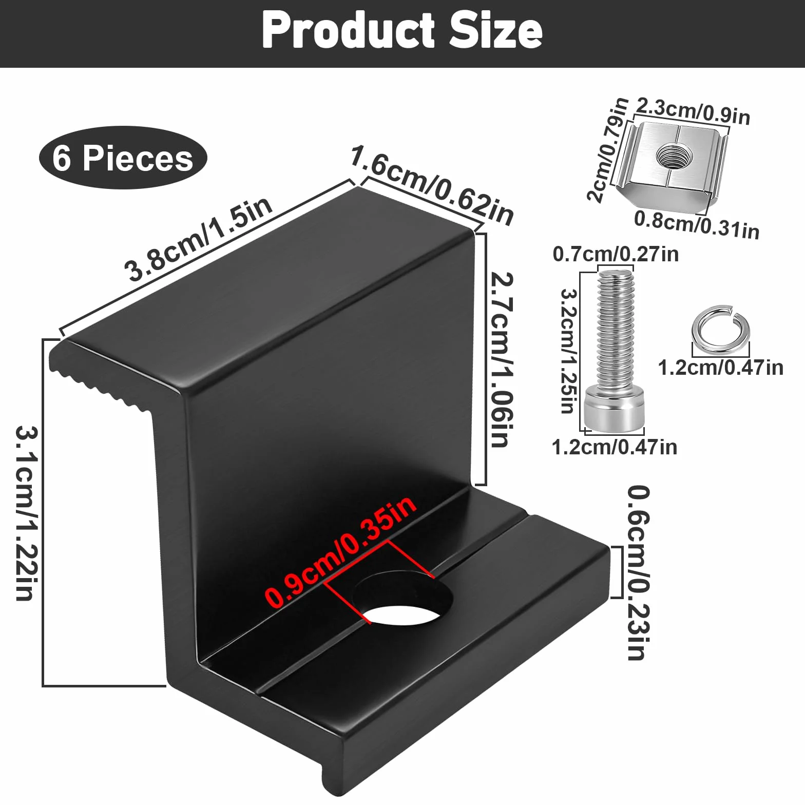 Staffa a Z di Montaggio per Pannello Solare 30mm in Lega Alluminio Set 6 Pezzi