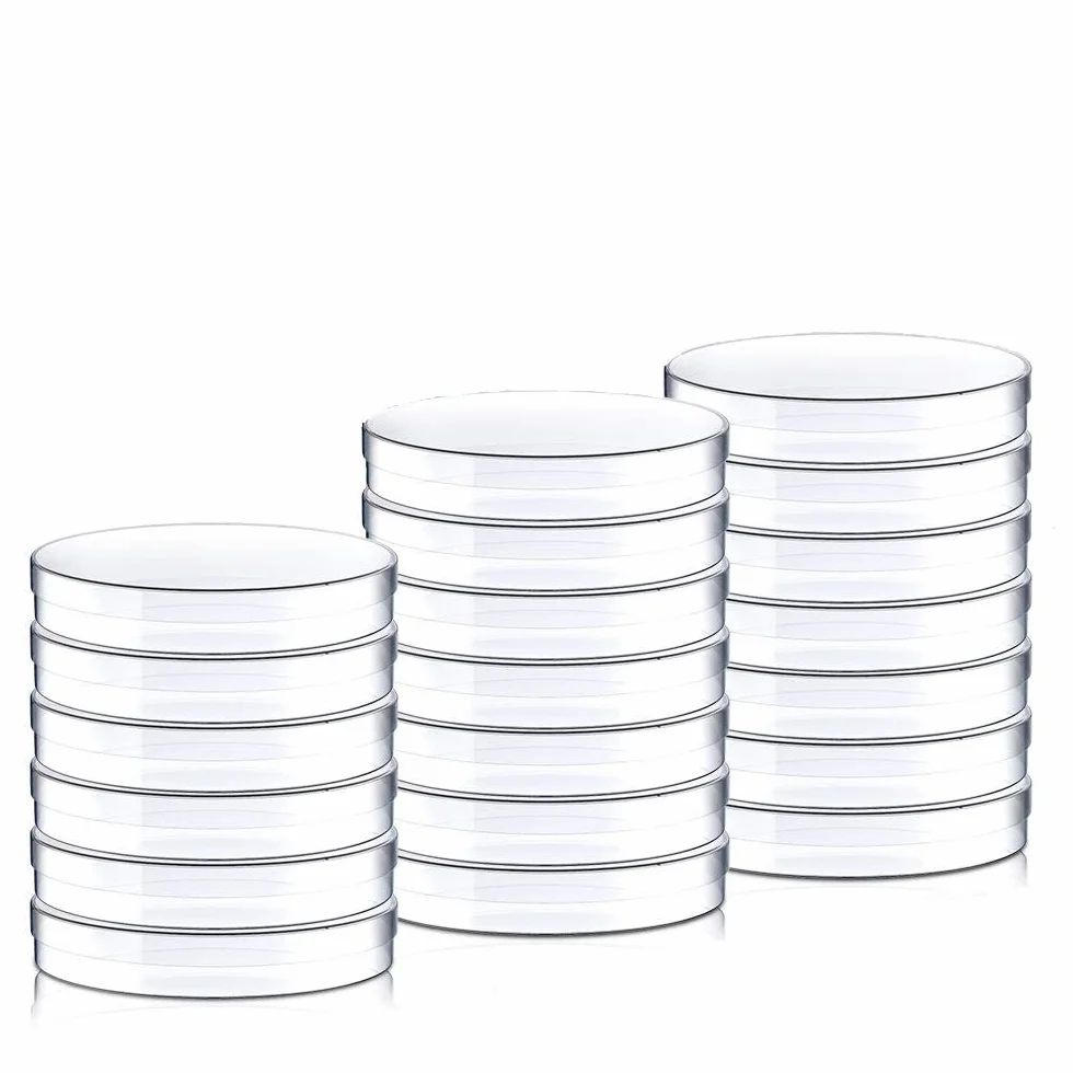 Latrat 20 pz Dishes Petri, Scatole Di Petri In Plastica Sterile, Scatola Sterile con Coperchi per Laboratorio Cellulare Cultura Tessuto, 90 mm