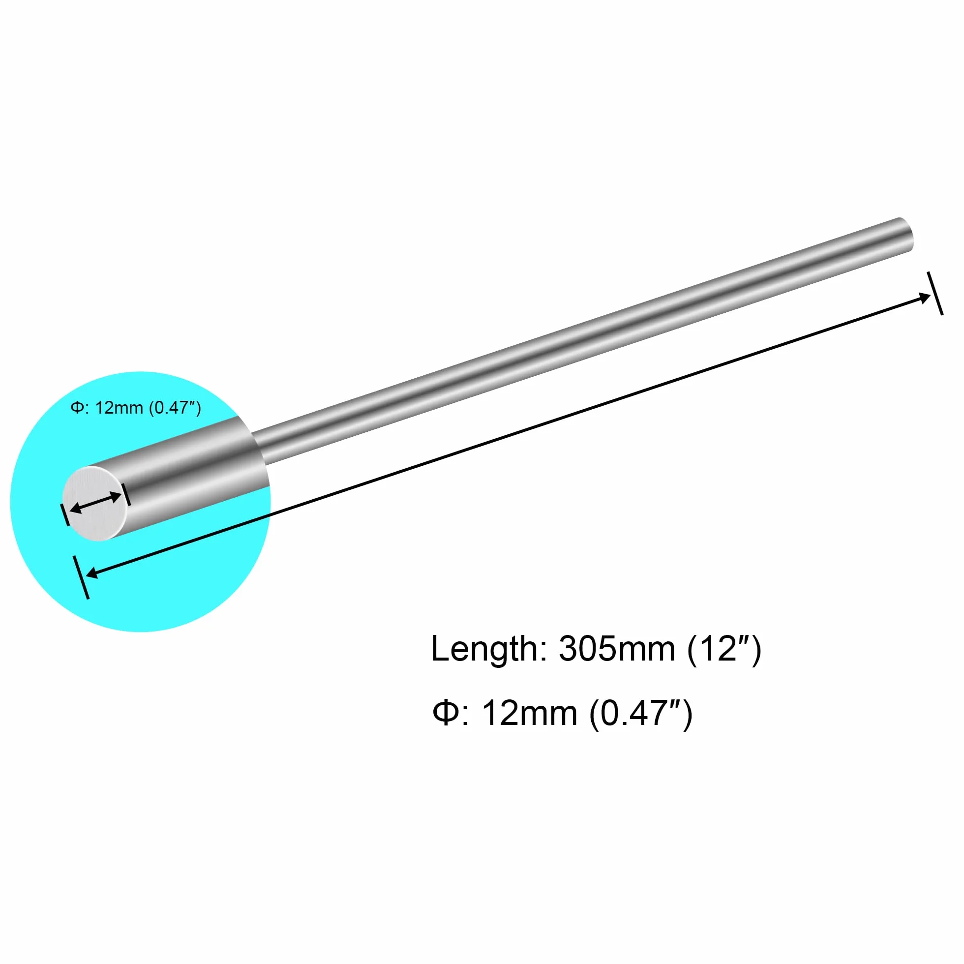 Barre rotonde in acciaio inox 304 12 mm x 305 mm 2 pezzi