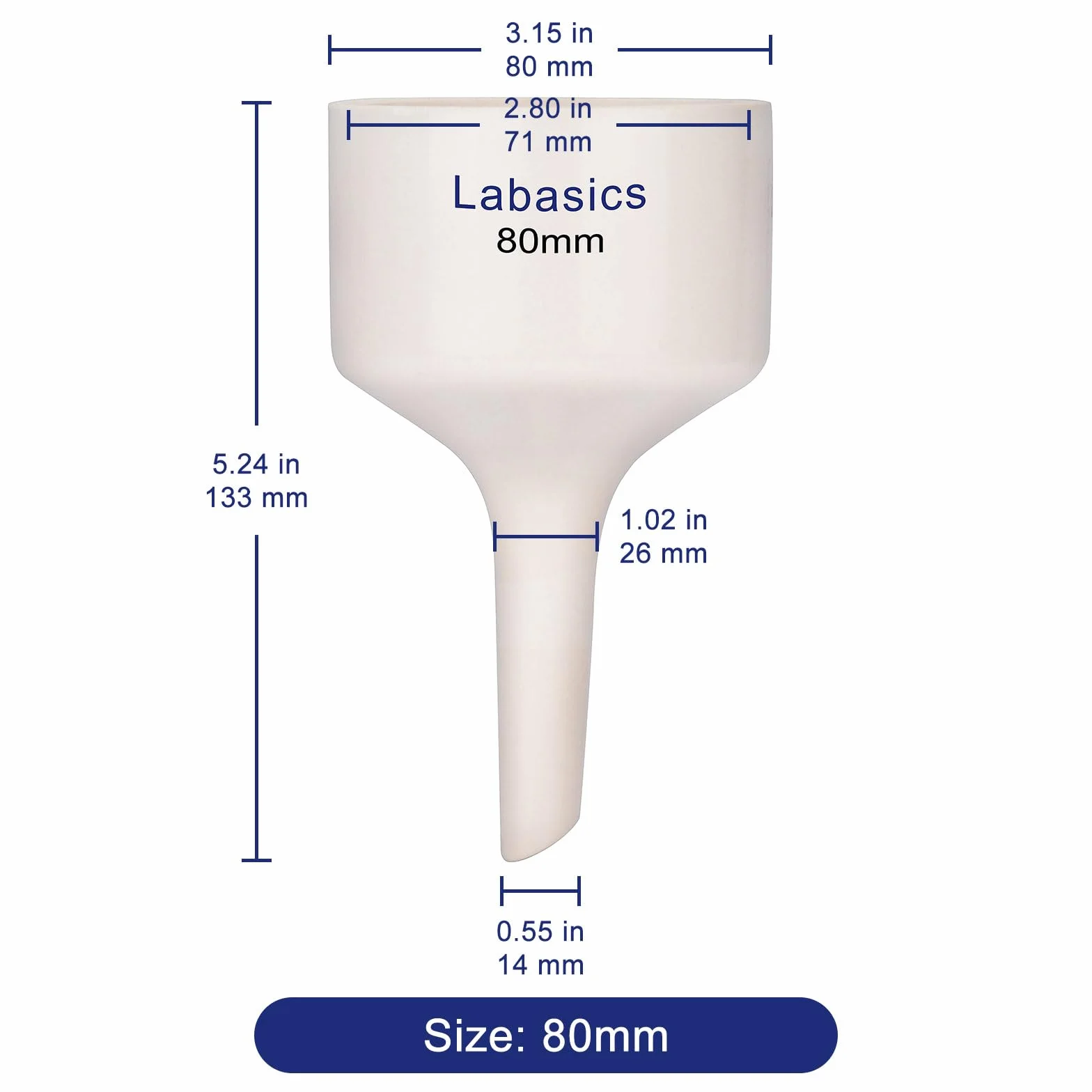 Labasics Imbuto Buchner in Porcellana 80 mm, Imbuto per Filtro in Porcellana Buchner OD 8 cm ID 7,1 cm per Laboratorio