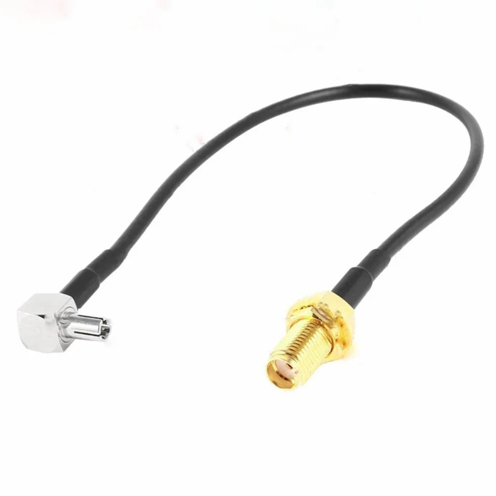 2PCS Connettori RF Adattatori da SMA a TS9 Cavo di prolunga per Antenna 4G LTE SMA Femmina da paratia a Spina TS9 Cavo ad Angolo retto