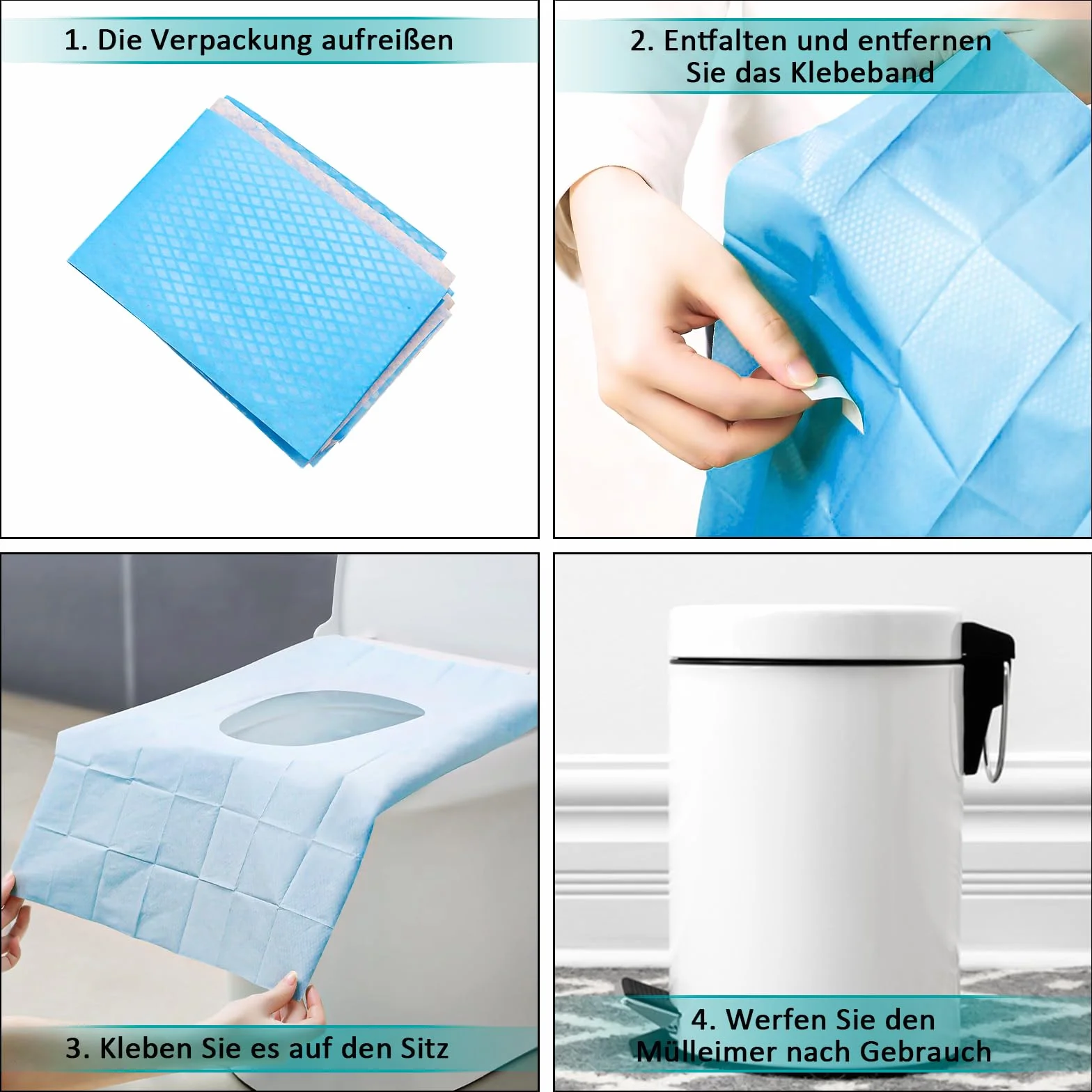Ghope 50 Pezzi Copriwater Monouso Portabile per WC Tappeto Protettivo Toilette Viaggi Pubbliche