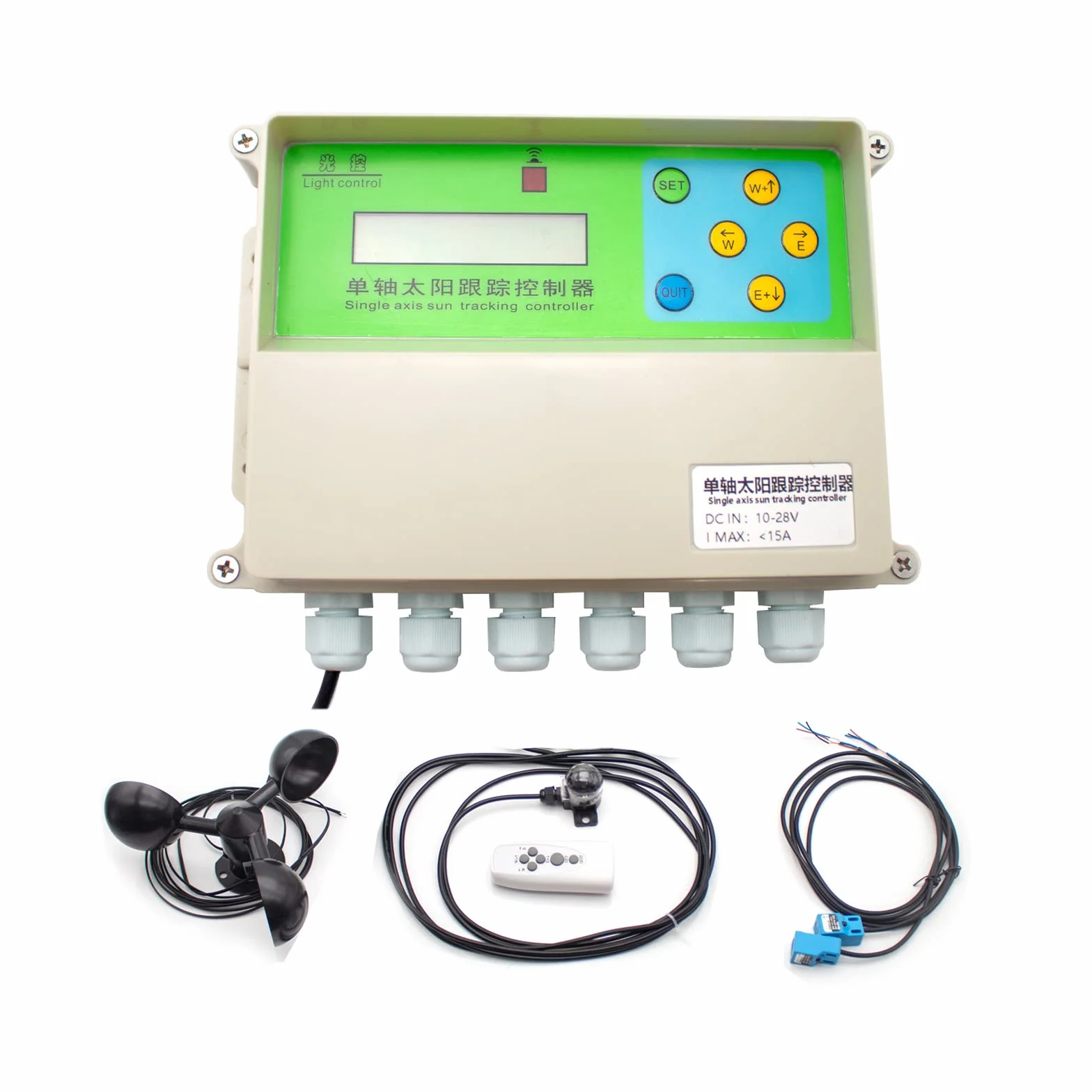 Toplionace Controller per Inseguitore Solare Automatico ad Asse Singolo, Sistema di Localizzazione Solare Automatico con Telecomando con Sensore di Velocità del Vento (Singolo Asse)