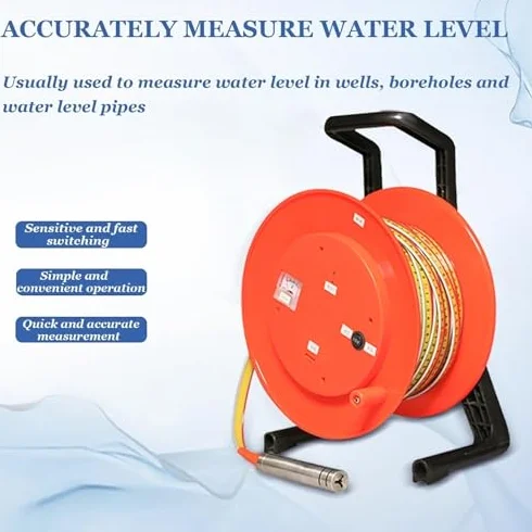 Misuratore di profondità dell'acqua da pozzo con sonda in acciaio inossidabile, nastro per livello acque sotterranee