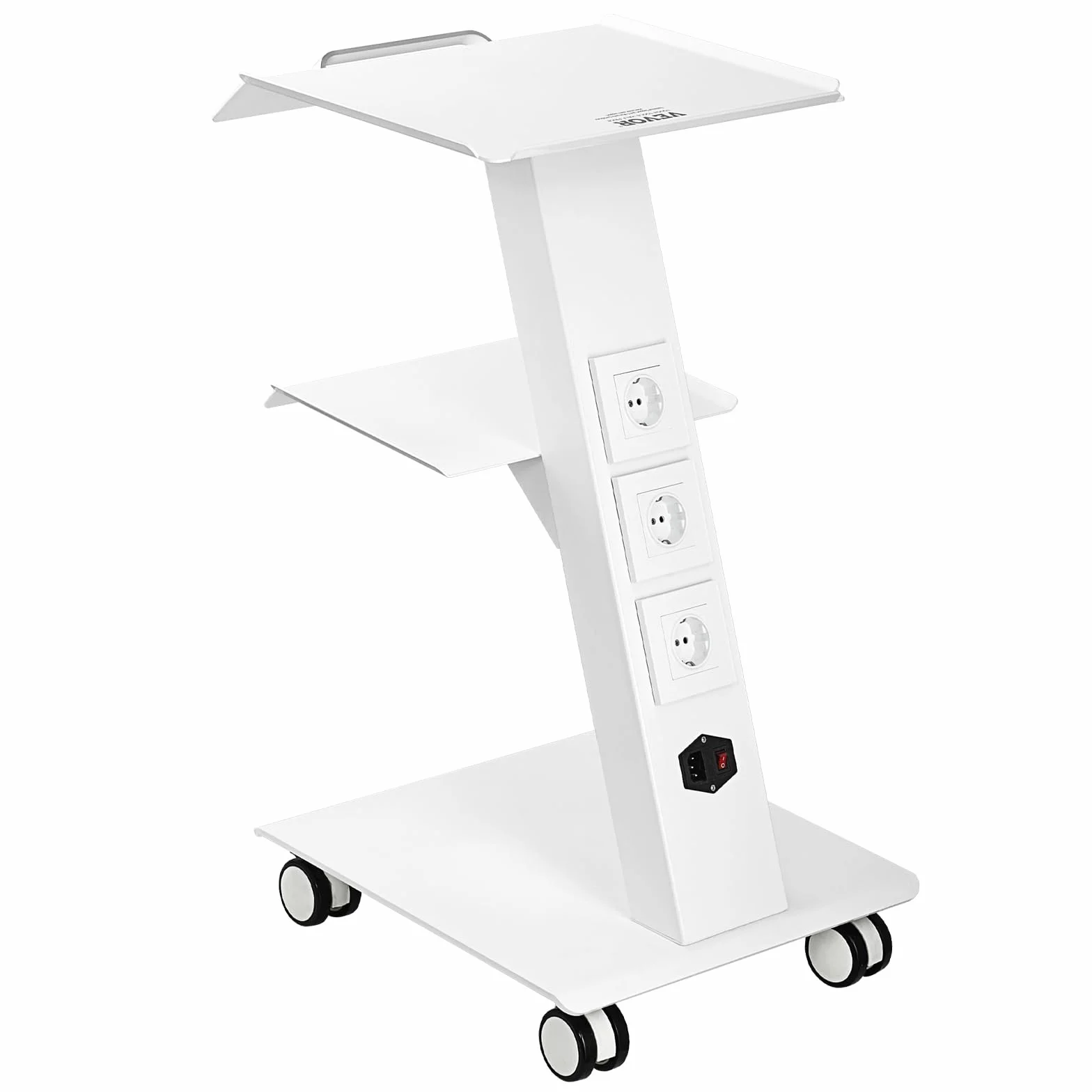 VEVOR Carrello da laboratorio 3 strati con presa integrata ruote girevoli portata 100 kg