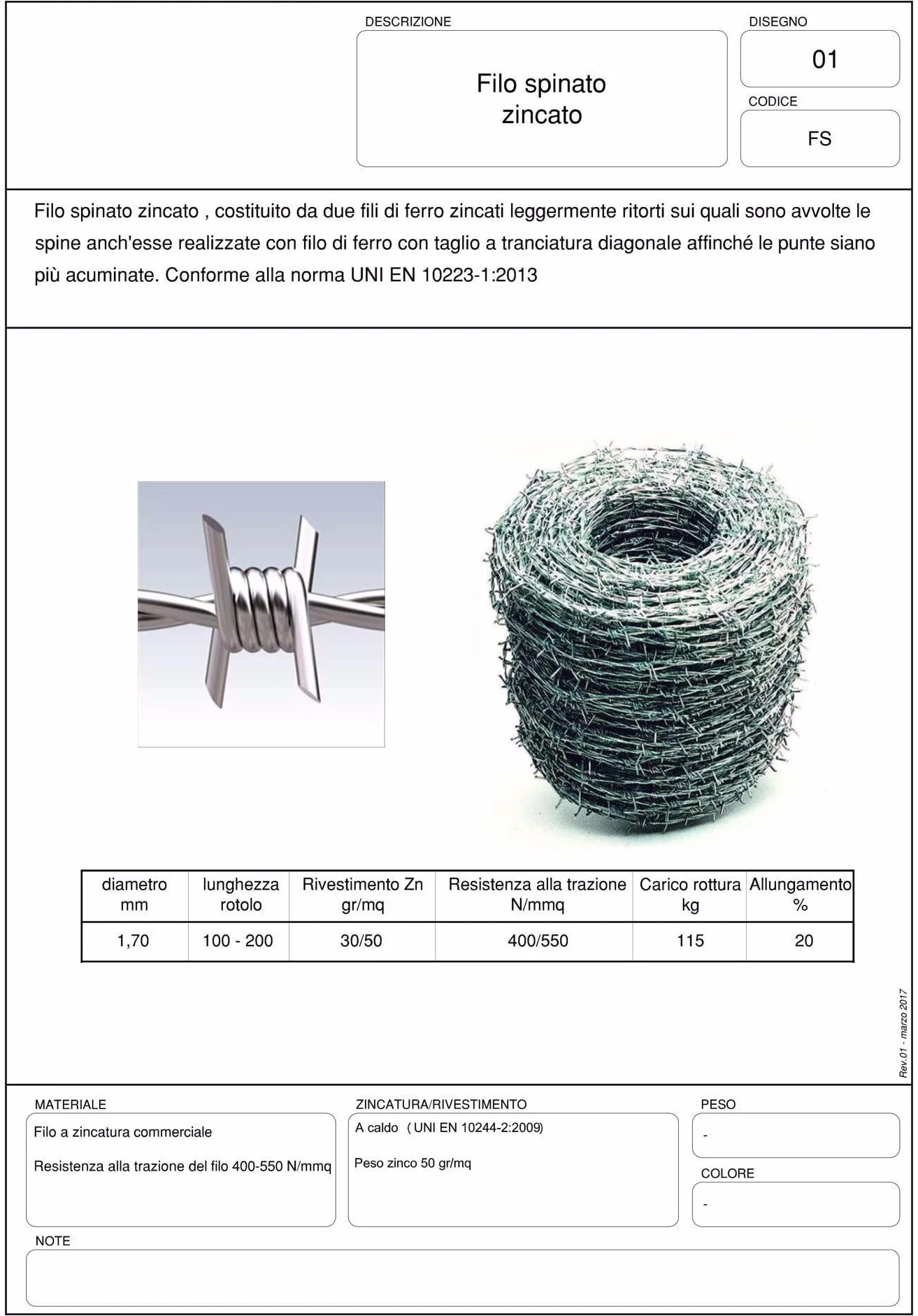 Filo Spinato Zincato 100m 1,7mm Rotolo Recinzione Antiarrampicata