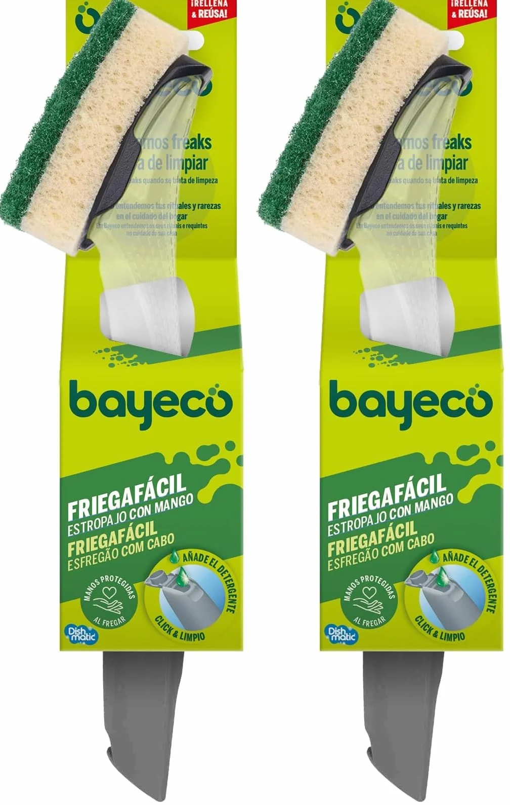 Bayeco Paglietta fibra verde + manico 1 unità (Confezione da 2)