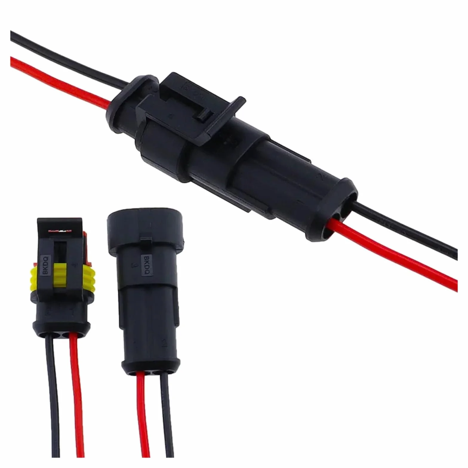 MIUYTRN Set di connettori for cavi elettrici impermeabili sigillati a 2 pin, connettori automatici con cavo cuicui(1PCS Female)