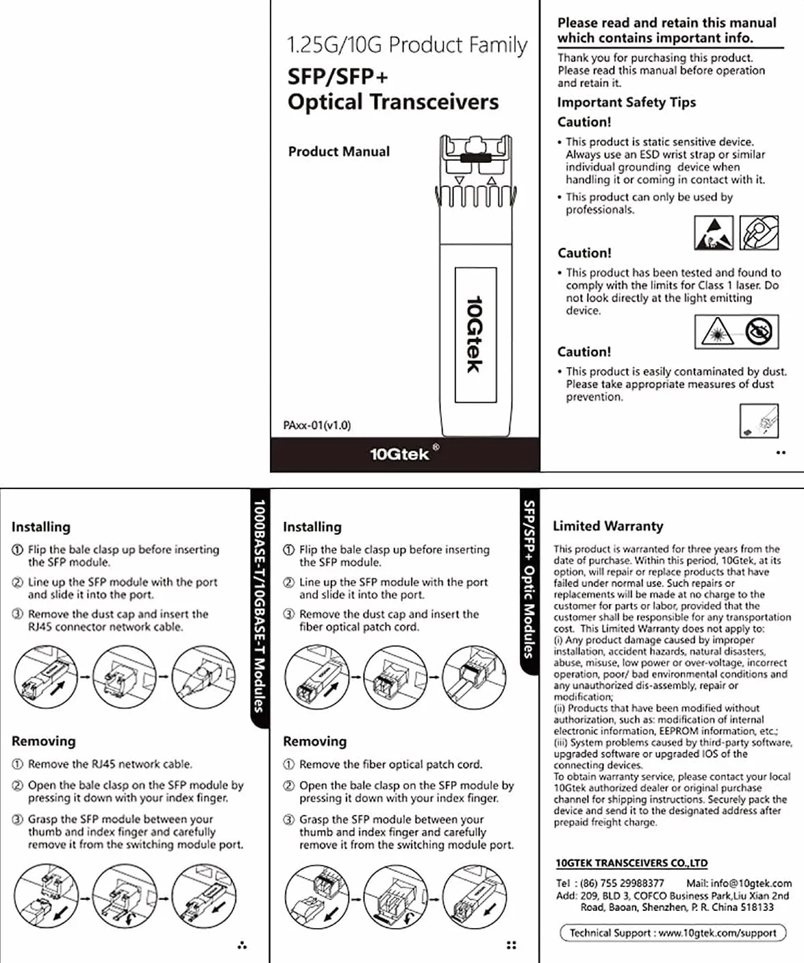10Gtek SFP Transceiver 100Base-T/1000Base-T/2.5GBase-T SGMII RJ-45 Industrial Grade Compatible with Ubiquiti UniFi