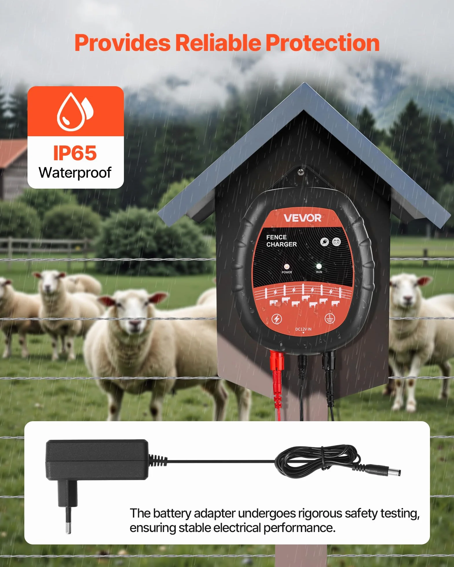 VEVOR Caricabatterie per Recinzioni Elettriche, 10 kV 1 J Elettrificatore per Recinzioni Elettriche AC/DC con Indicatore LED, Impedisce l'Intrusione di Animali Selvatici per Pollame da Allevamento
