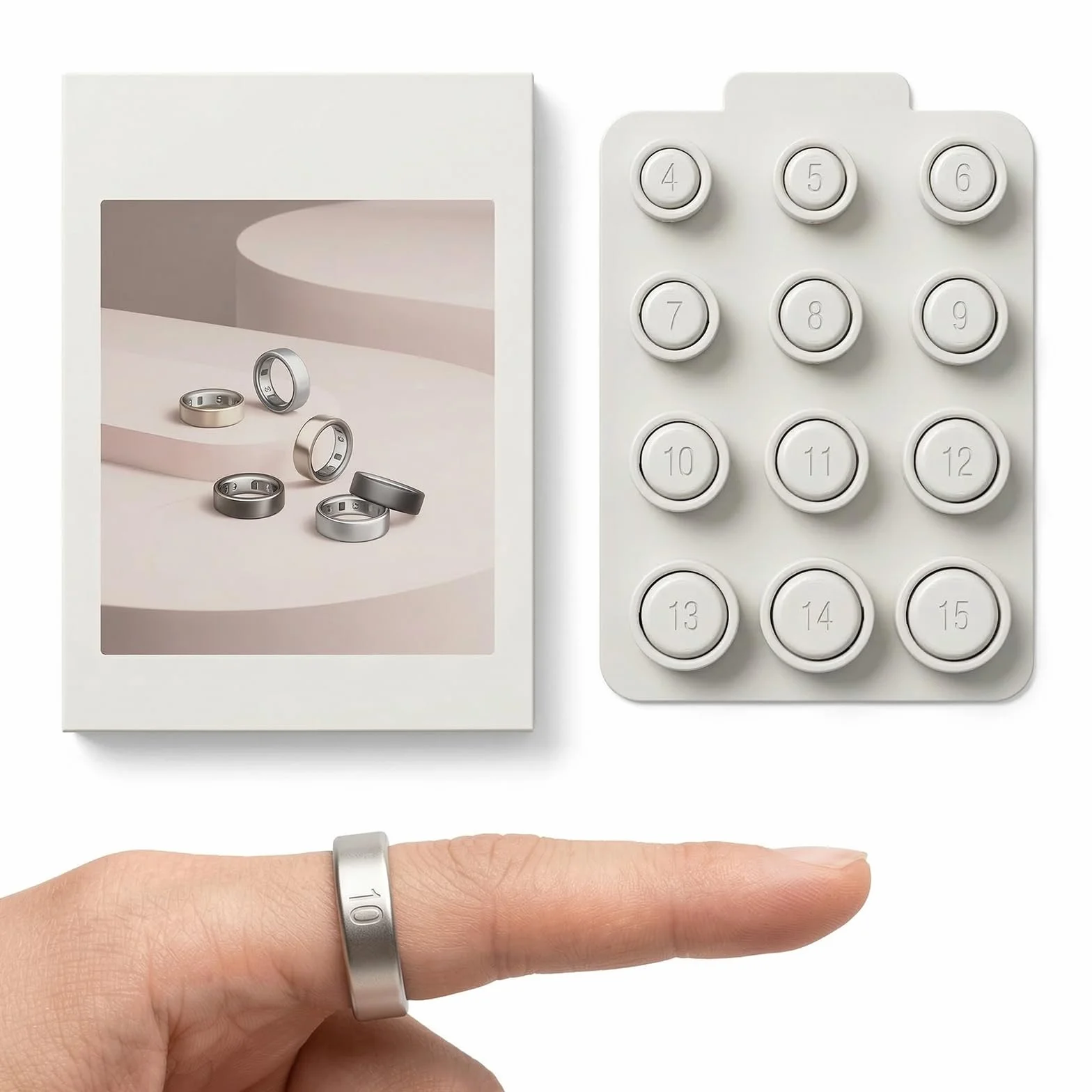 Oura Ring 4 Smart Ring Sizing Kit Sizes 4-15 White