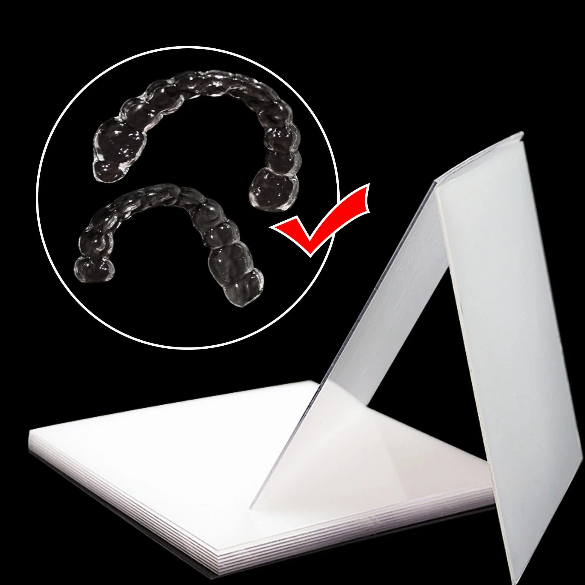 Foglio Materiale Termoformato per Splint Dentale 1.0/1.5/2.0mm Modello Protesi Orale 12,7x12,7cm Morbido Duro 15 Pezzi