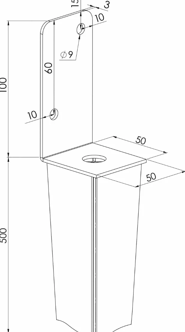 TRIBECCO Supporto Universale per Pali da Incasso L 50x600 Acciaio Zincato a Caldo 4 Pezzi