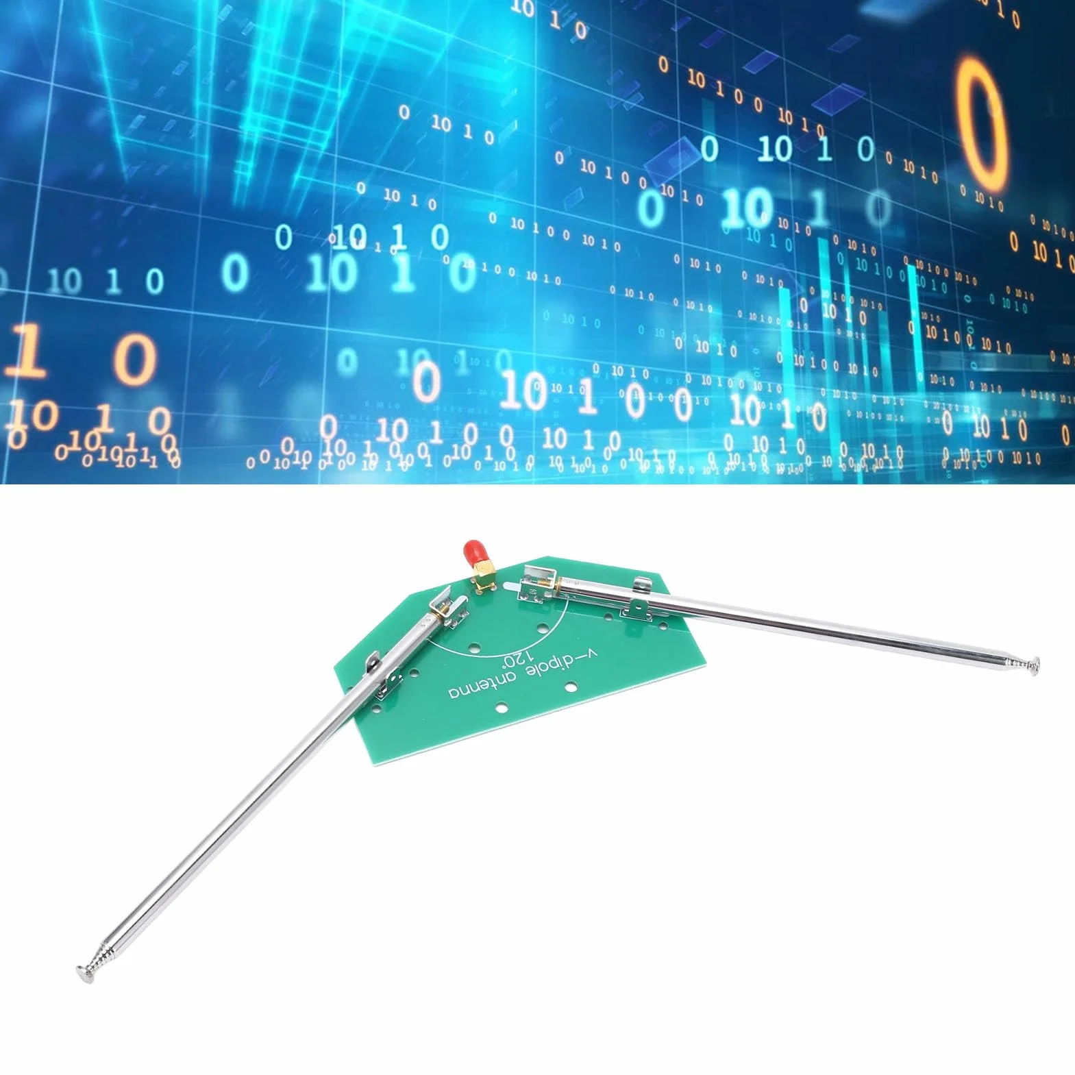 Antenna Dipolo Telescopica V Lunghezza 97 Cm Frequenza Regolabile 78M-415 MHz Interfaccia SMA Femmina Contatti in Lega D'argento per Applicazioni Aeronautiche