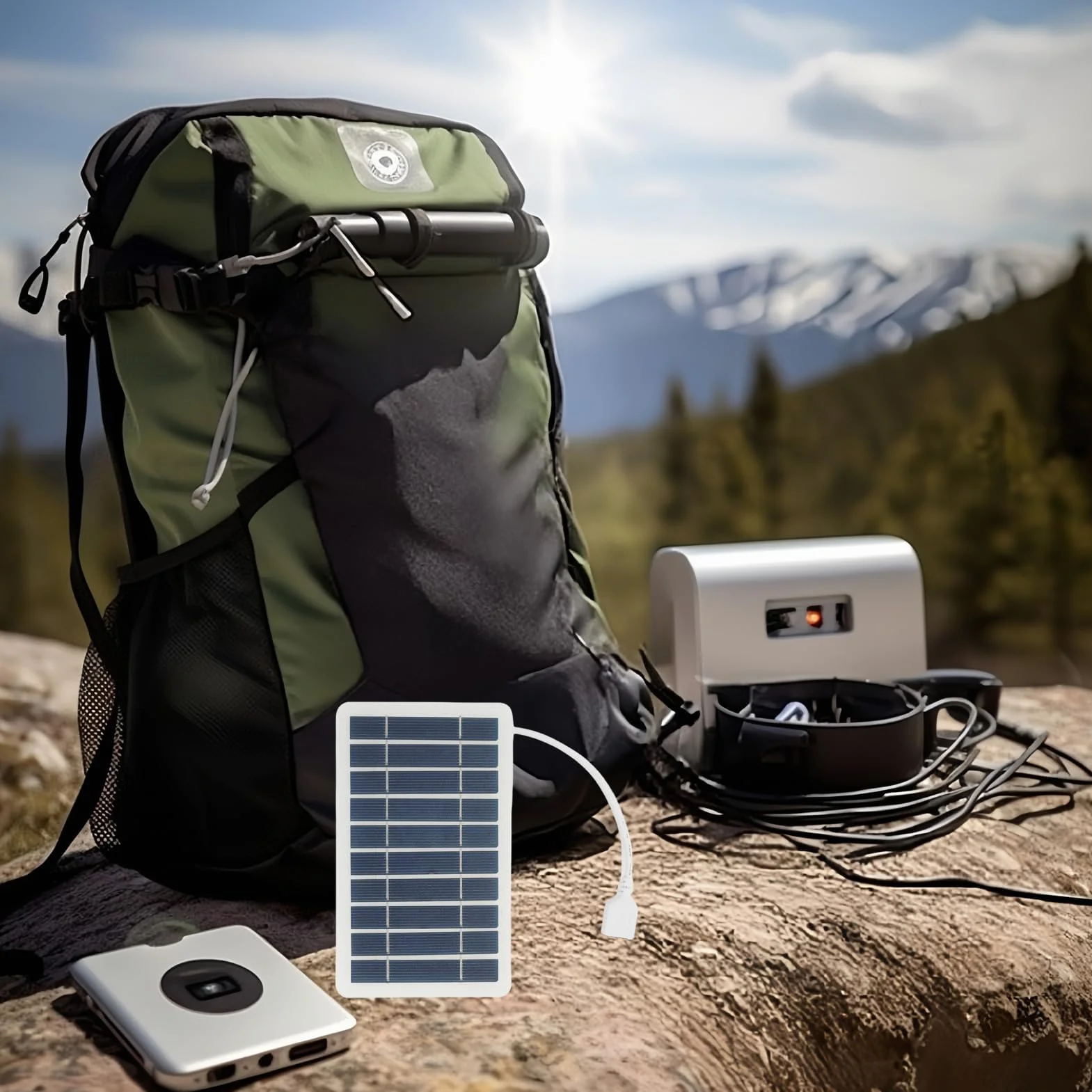 Pannello Solare Portatile da Viaggio 2W 5V con USB, Caricabatterie Solare Impermeabile e Durevole per Smartphone, Power Bank, Campeggio, Escursionismo, Telaio Robusto in Lastra Epossidica