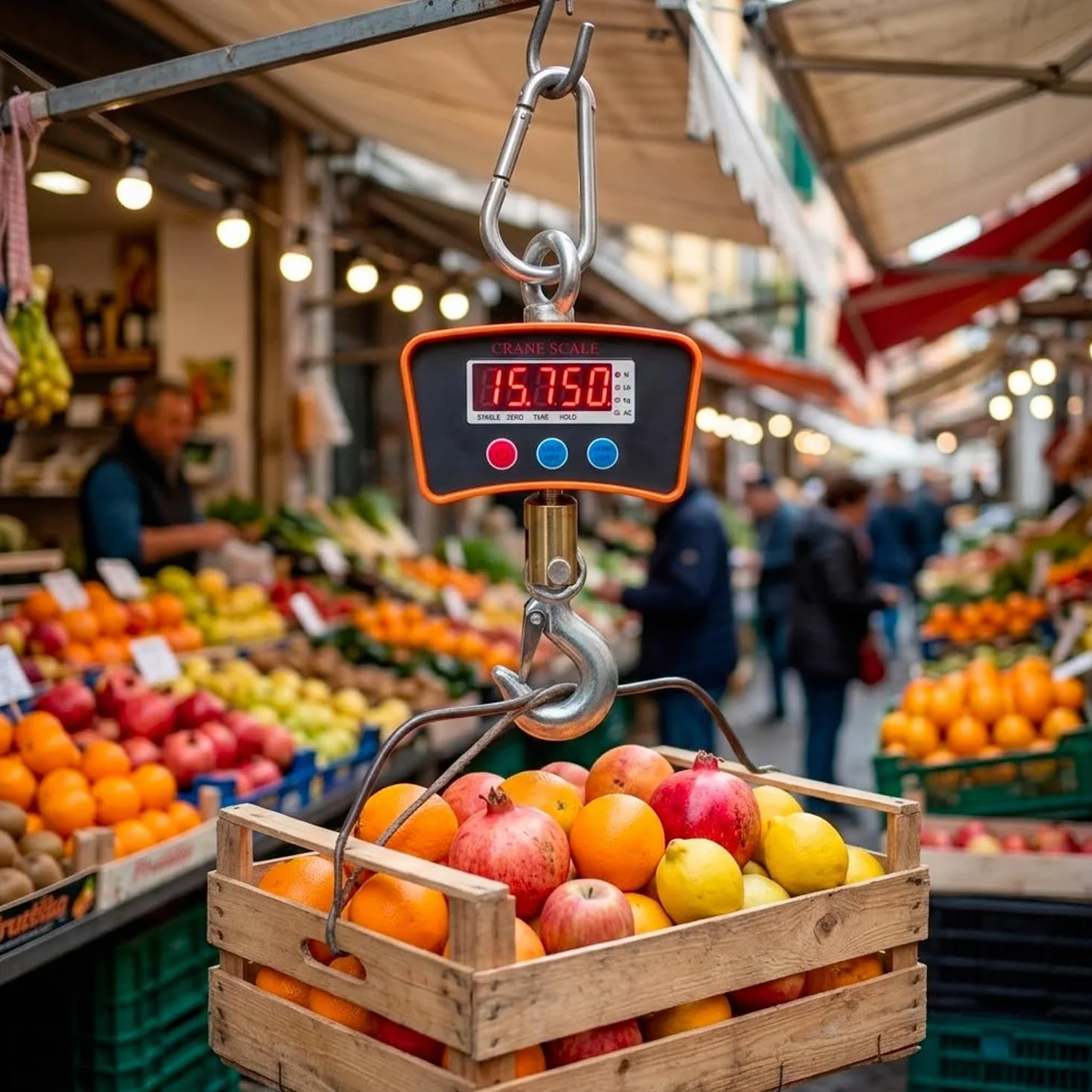 Bilancia Dinamometro Da Gru 1000 Kg Digitale Professionale Gancio Acciaio Inox Display LED Retroilluminato Batteria Ricaricabile