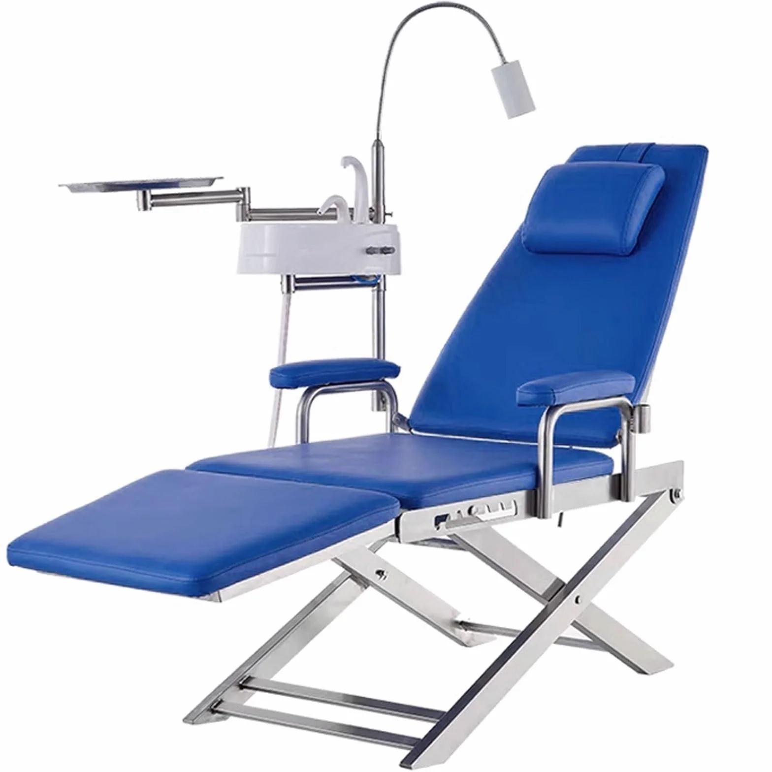 Poltrona Dentale Con Luce LED Odontoiatria Poltrona Attrezzatura Girevole A 360 Gradi Angolo Dello Schienale Regolabile 110°-180° Sedia Dentale 220vc(Blue)