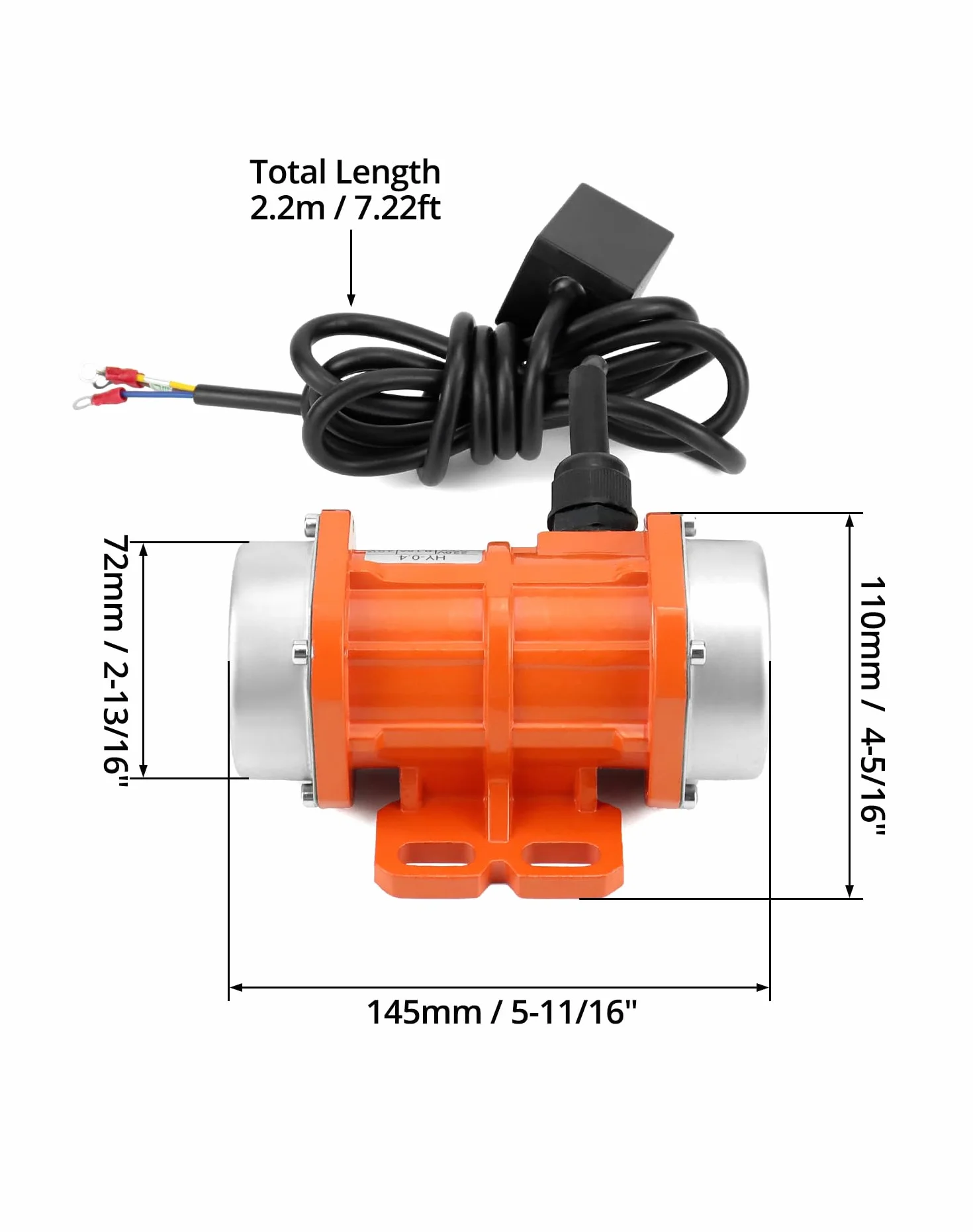 QWORK® Motore a vibrazione monofase, 40 W 220 V, piccolo motore vibratore, 3000 giri/min