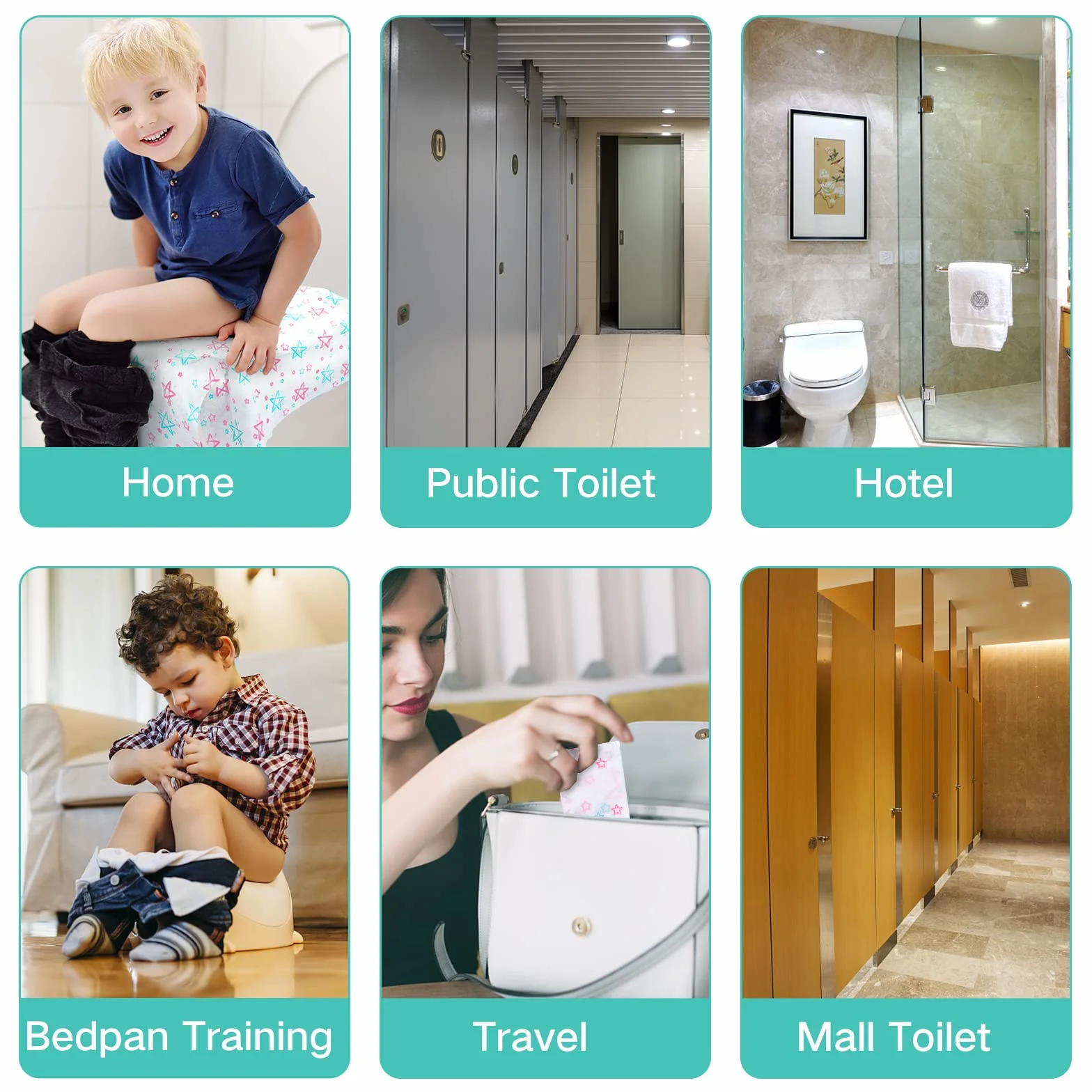 Copriwater Monouso Antibatterico Copri Sedili Impermeabili usa e getta per WC Portatili Toilette da Viaggio e Campeggio 20pcs