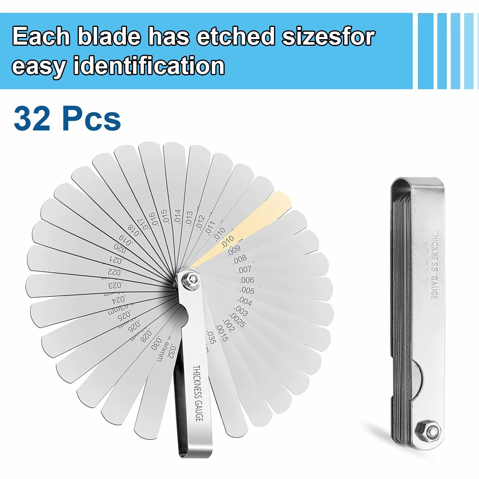 Spessimetro Binghe 32 Lame Inox Pieghevole Misurazione Doppia