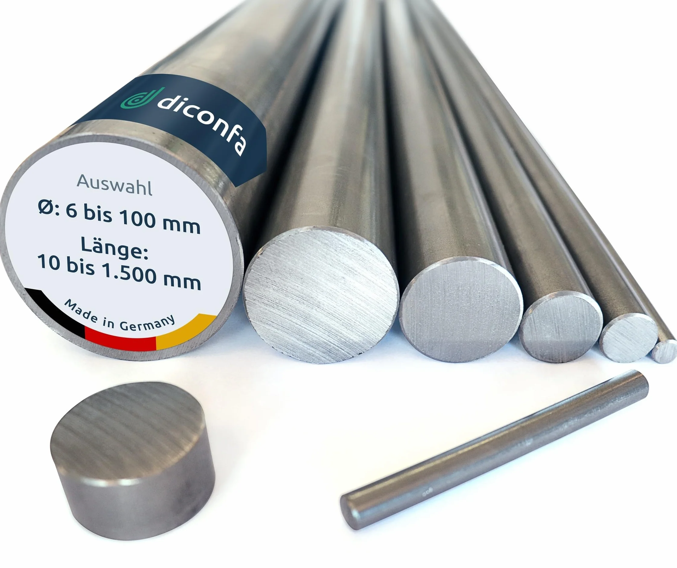 DICONFA Acciaio tondo barra tonda S355 J2+C Ø 8mm x 150mm trafilato lucido h9