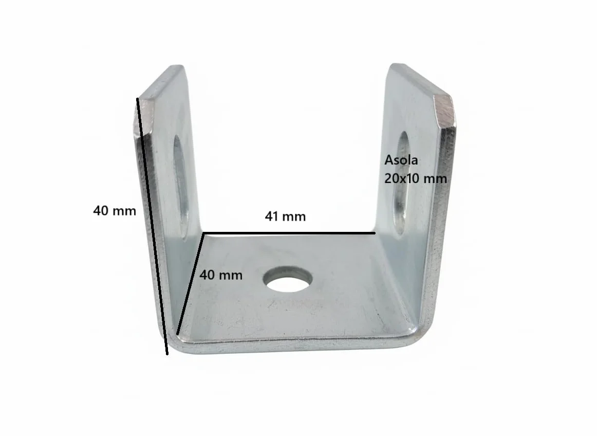 Acciaio Zincato Staffa a U 40x40x3mm Profilo Fai da Te