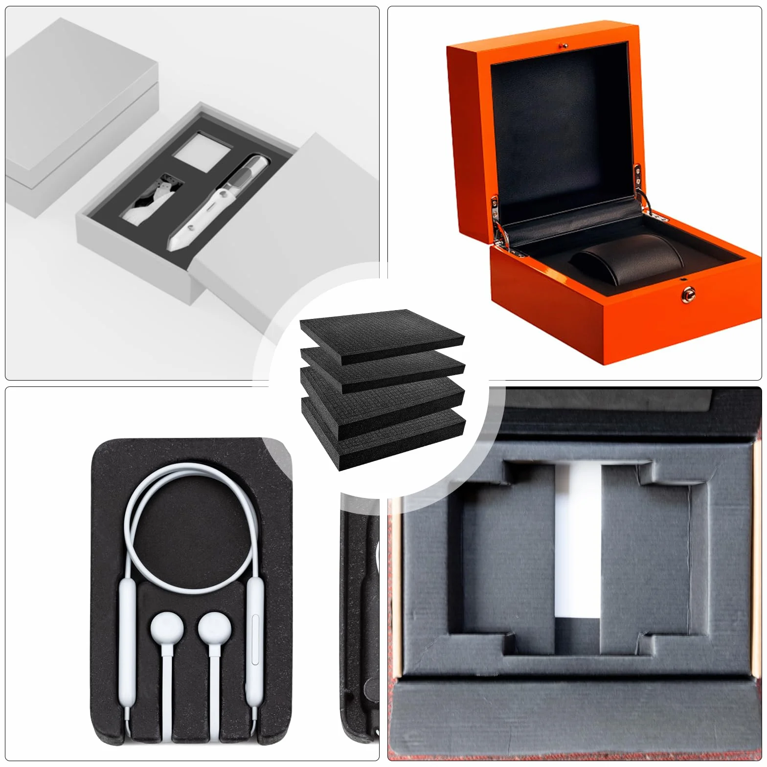Schiuma a cubo in schiuma a griglia, 2 pezzi, 400 x 300 x 50 mm, valigetta per attrezzi, valigetta per fotocamera, in gommapiuma, inserto per valigia, tablet e miniature