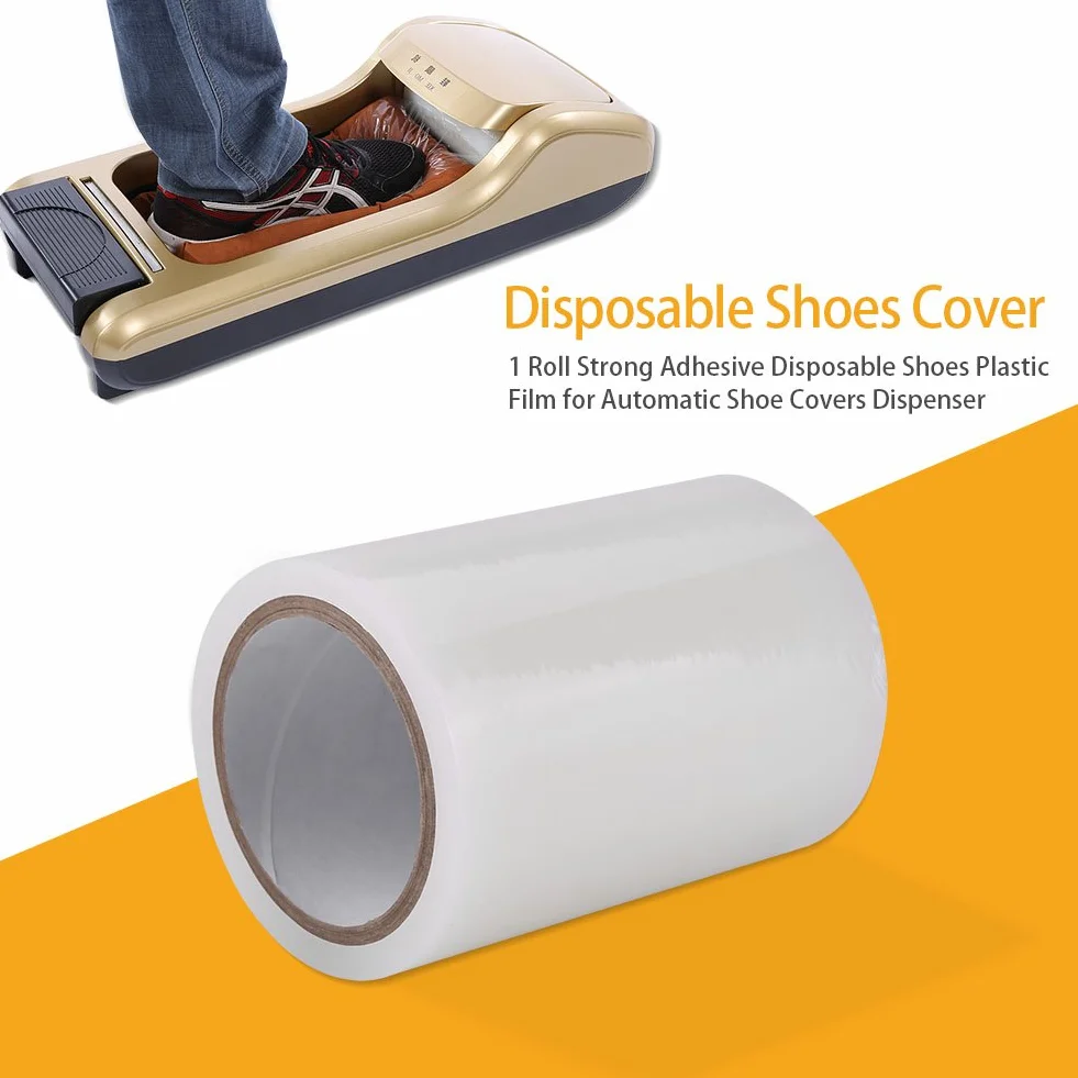 Pellicola di plastica,1 Rotolo 15 x 10,5 cm Forte Adesivo USA e Getta Scarpe Covers Membrana Pellicola per Dispenser Automatico