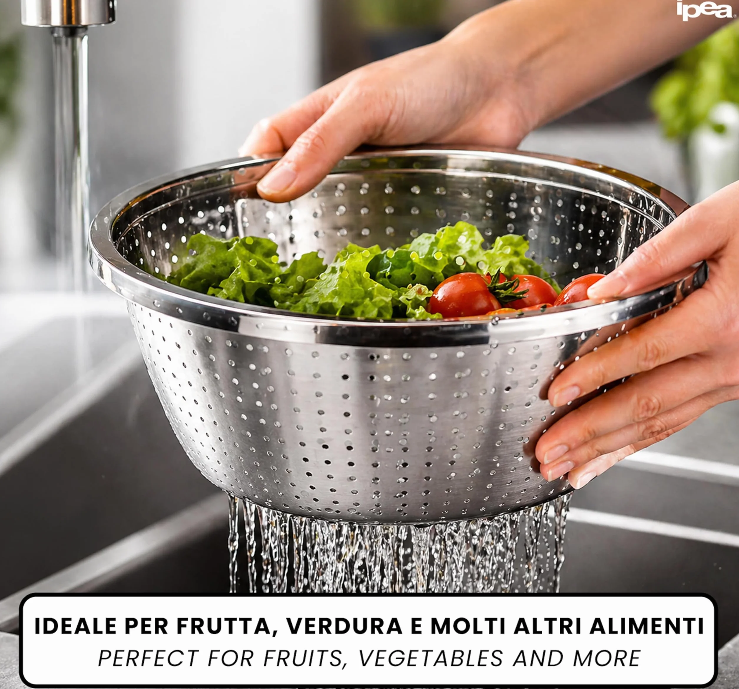 Scolapasta 24 cm Acciaio Inox Professionale - Colapasta per Pasta e Verdura - Lavastoviglie