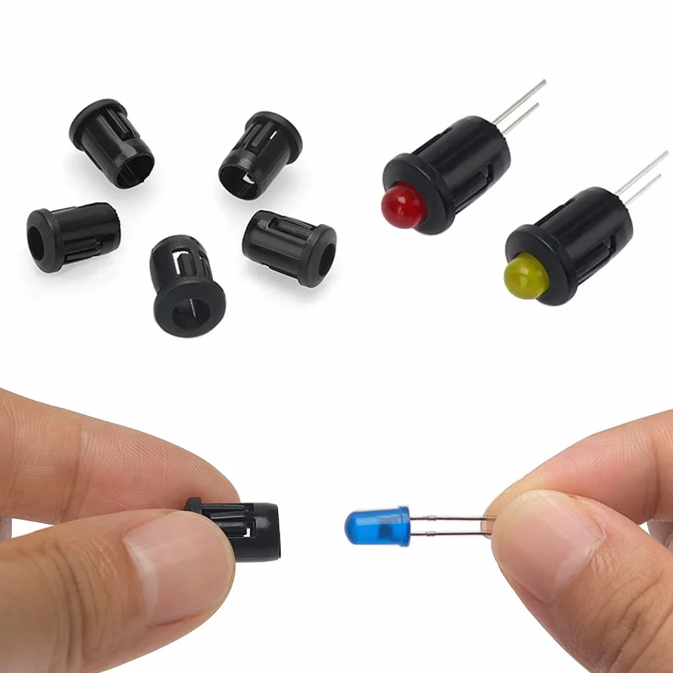150 Pezzi 5mm Supporto in Plastica del Diodo, Clip da Incasso a LED, LED Porta Clip in Plastica, Portalampada Porta Diodo, Supporto a Diodi Shell Clip Bezel Mount, Nero