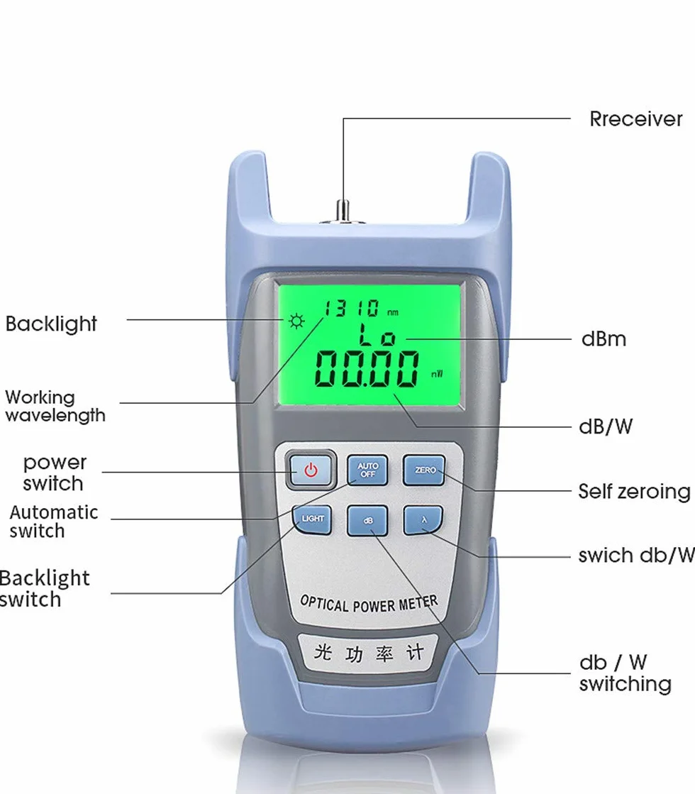 FTTH - Fotometro in fibra ottica Tester cavo ottico Tester fibra ottica da -70 dBm a +10 dBm
