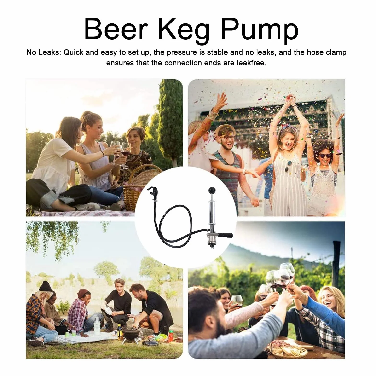 FLEXMAN Pompa per Fusti di Birra, Rubinetto Completo per Impieghi Gravosi, Accoppiatore per Sonda in Acciaio Inossidabile