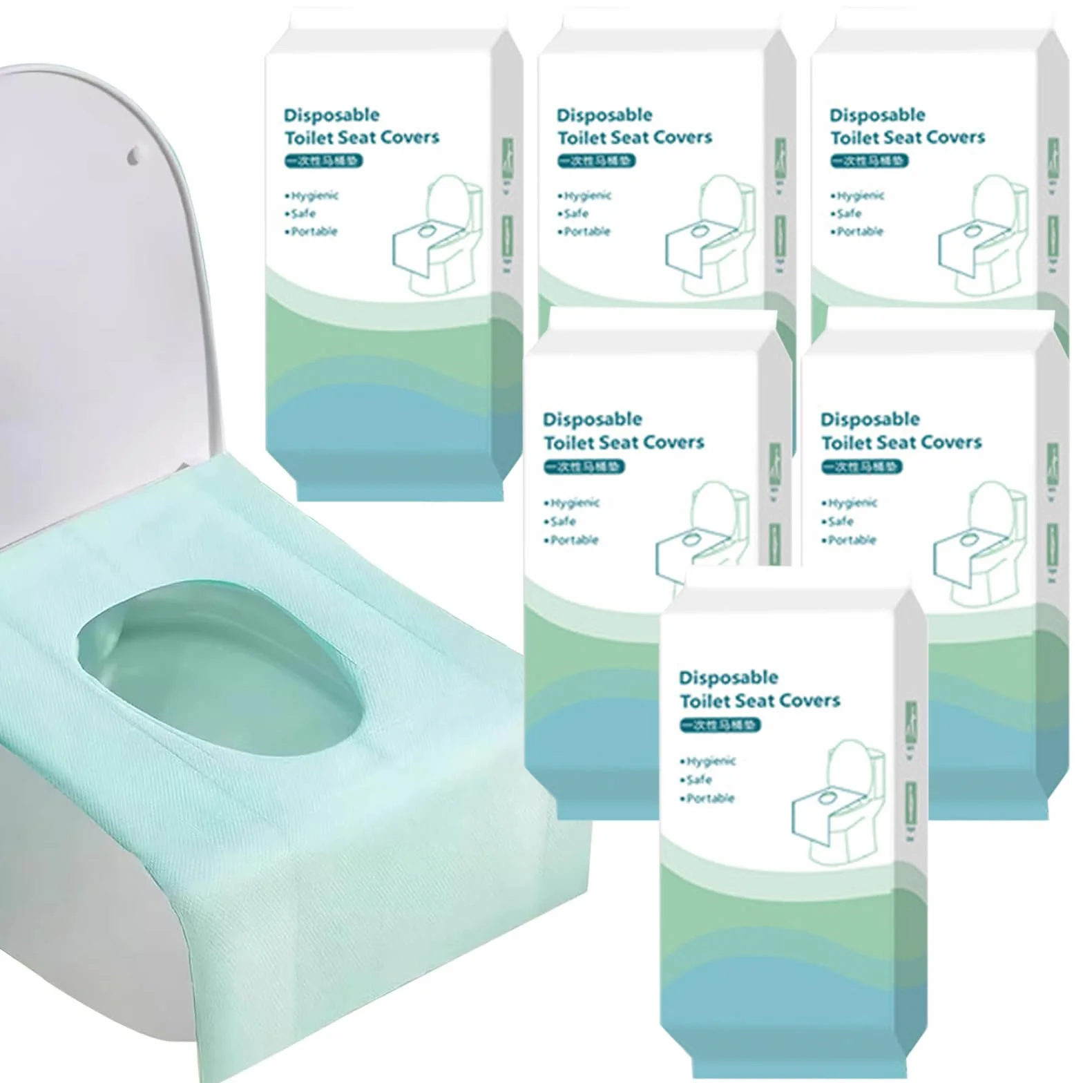 Cuscino per WC usa e getta 60 pezzi 40x60 cm universale lavabile in lavastoviglie versione estesa campeggio viaggi verde