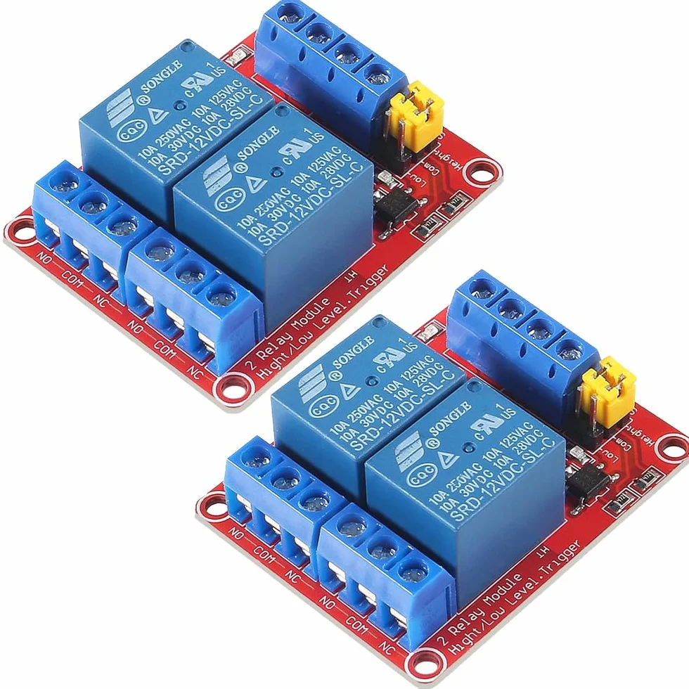 Gebildet 2 pezzi DC 12V 2 canali Modulo relè Scheda Scudo con Isolamento Optoaccoppiatore Supporto Alto o Basso livello Compatibile Scheda di Sviluppo Trigger