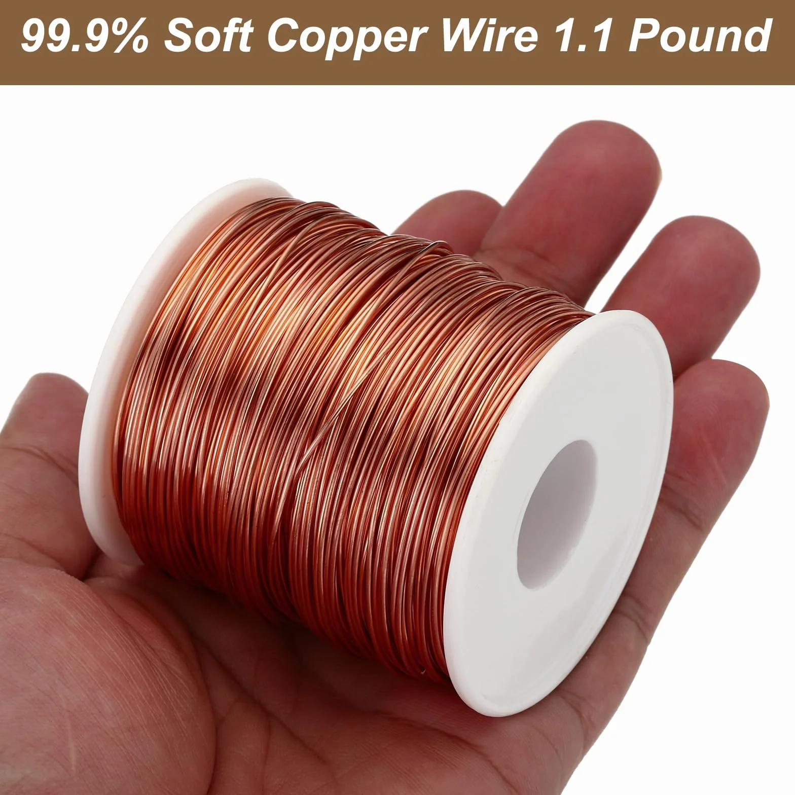 PATIKIL 99.9% Morbido Rame Filo, 20 Calibro/0.8mm Diametro 367 Piedi/112m 1.1 Libbre Bobina Puro Rame Filo per gioielle Creazione Perlato Giardino Piante