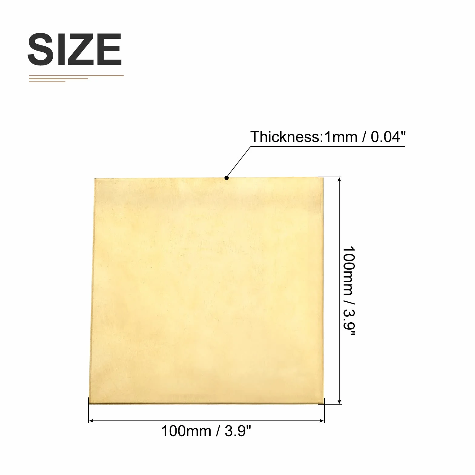 DTGN 100x100x1mm(LxWxT) Ottone Fogli - 1pz - Buono per Fabbricazione Macchinari Parti - Metallo Ottone Piatti