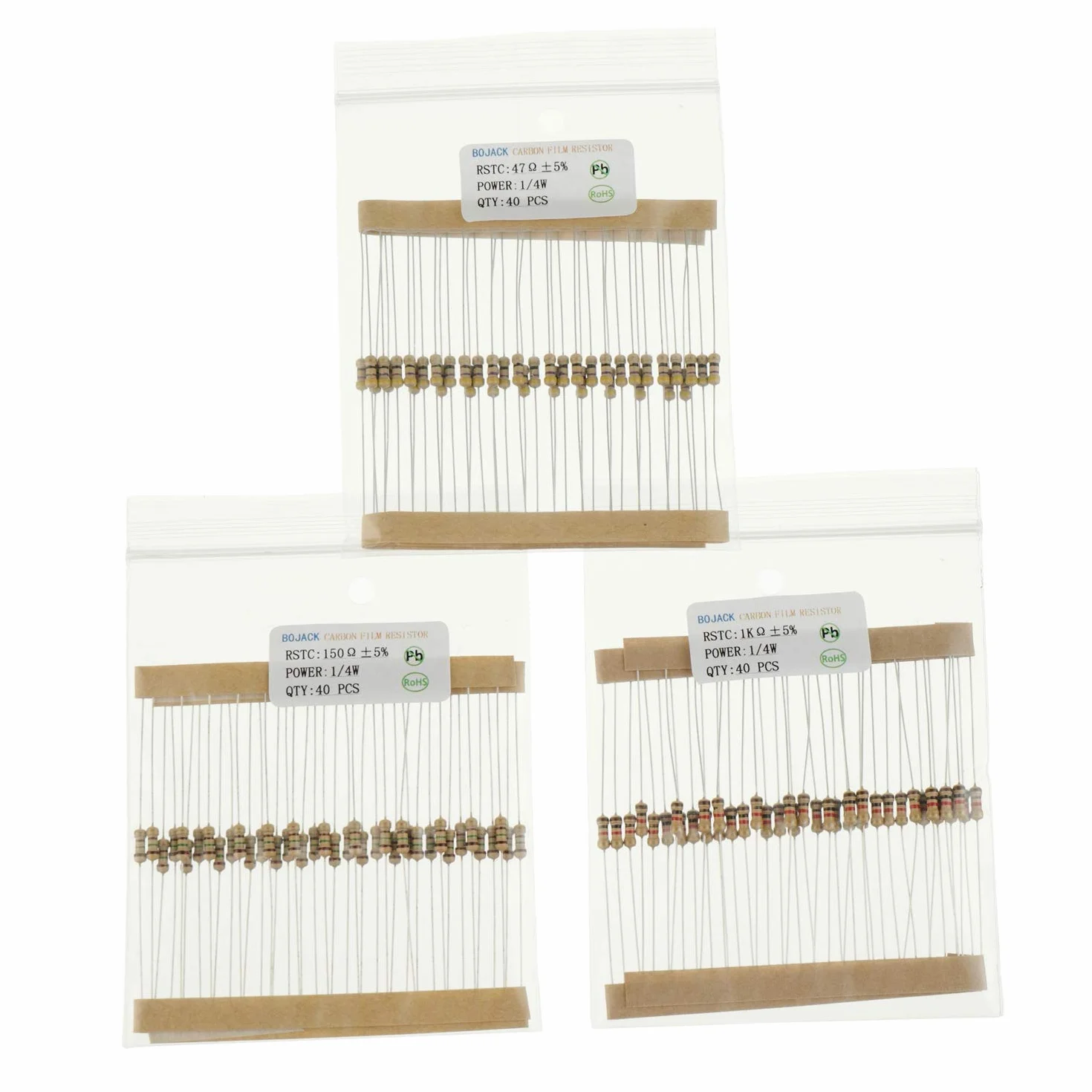 Kit resistori BOJACK 1 Ohm-1 M Ohm 1/4 W pellicola carbonio 1000 pezzi