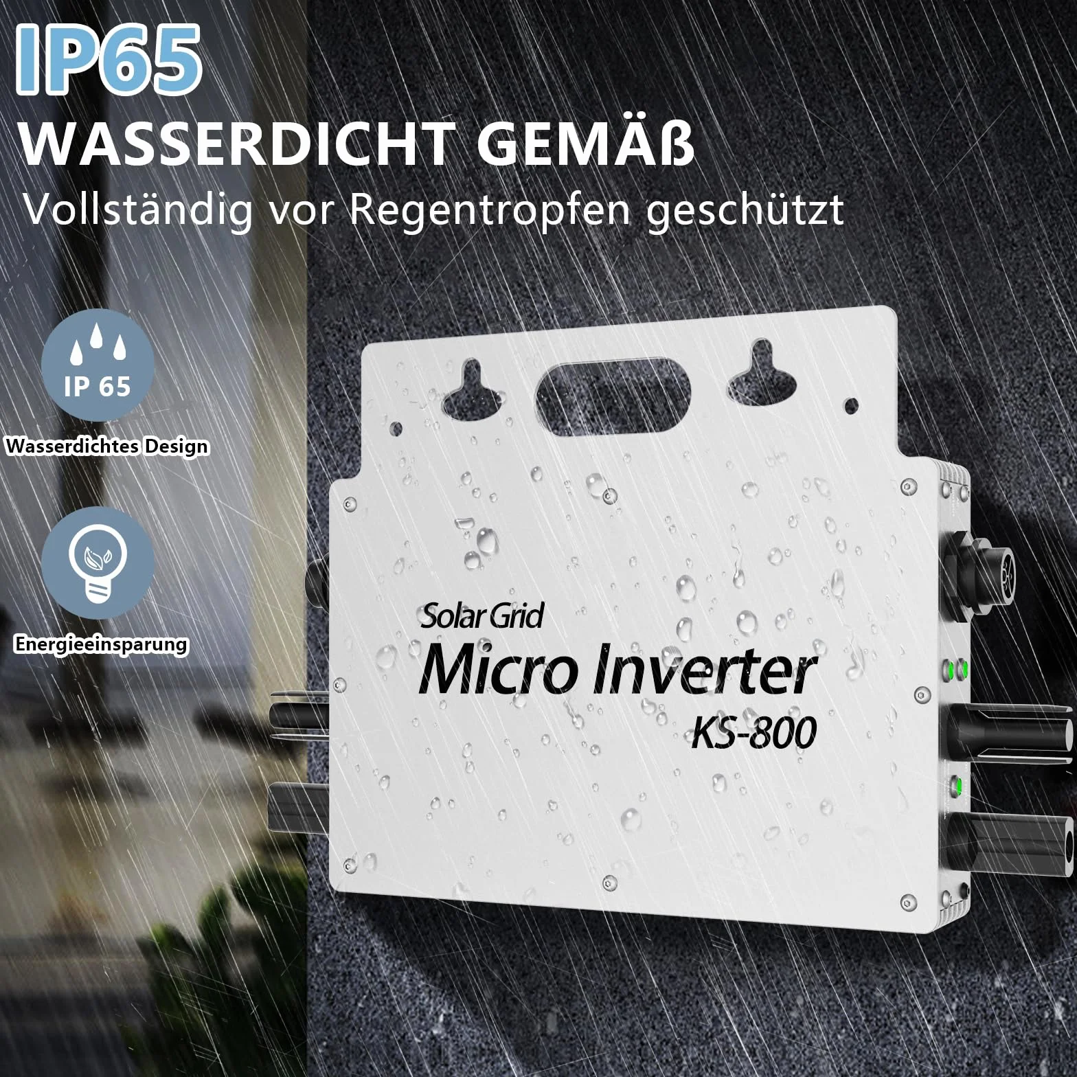 Inverter PV da 800 W, IP65, resistente all'acqua, inverter solare con applicazione WiFi per piante da balcone, microinverter per 2 pannelli solari, inverter di energia per la casa