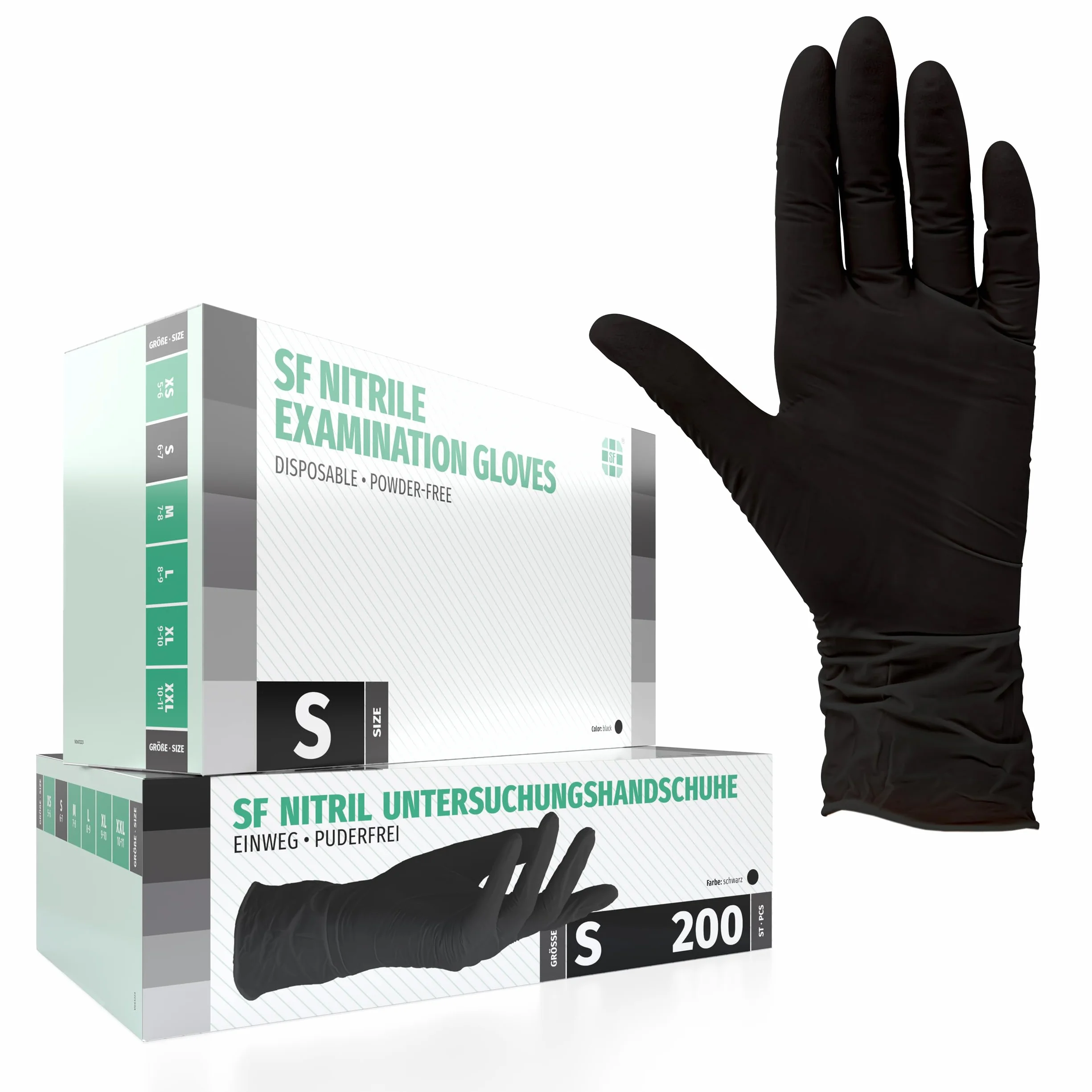 Guanti Nitrile S Neri 200 Pezzi Monouso Senza Lattice Senza Polvere