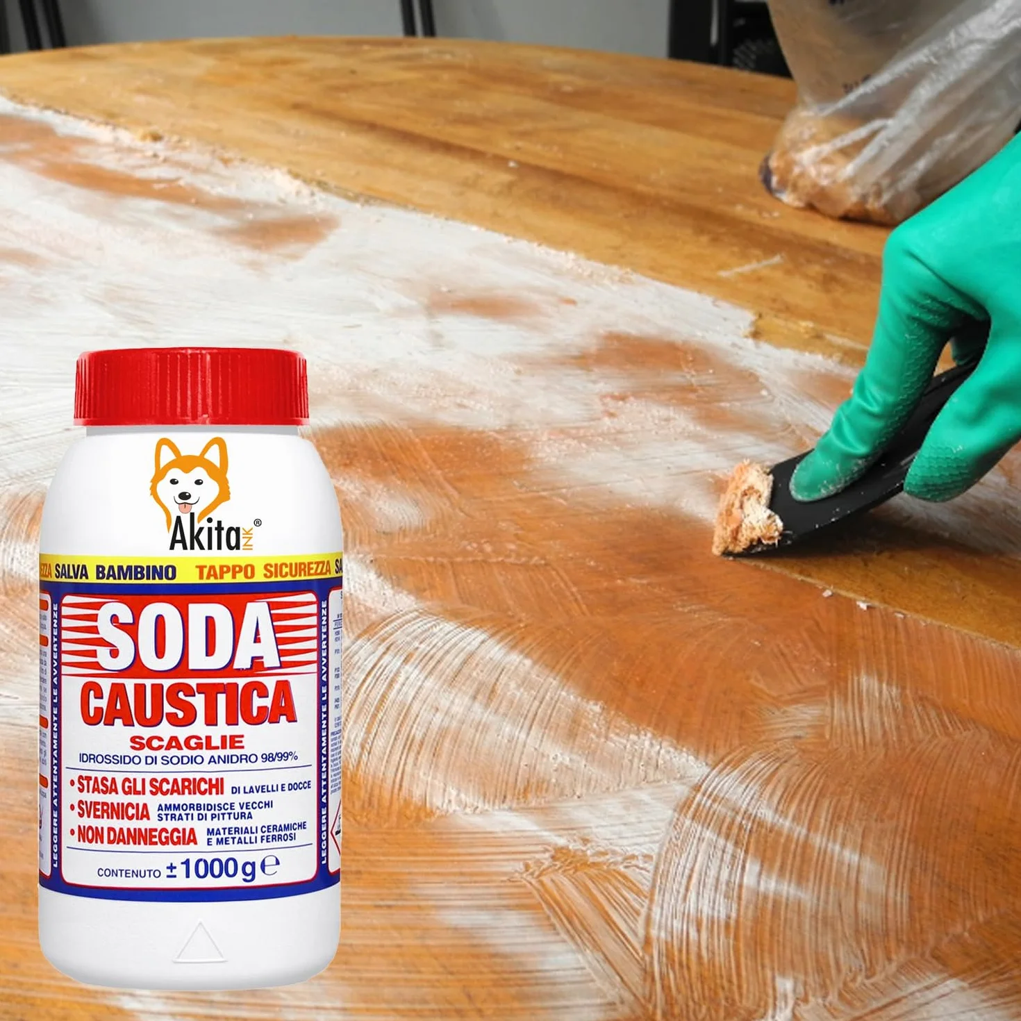 Soda caustica a scaglie uso industriale domestico sverniciatore disincrostante 4 pz