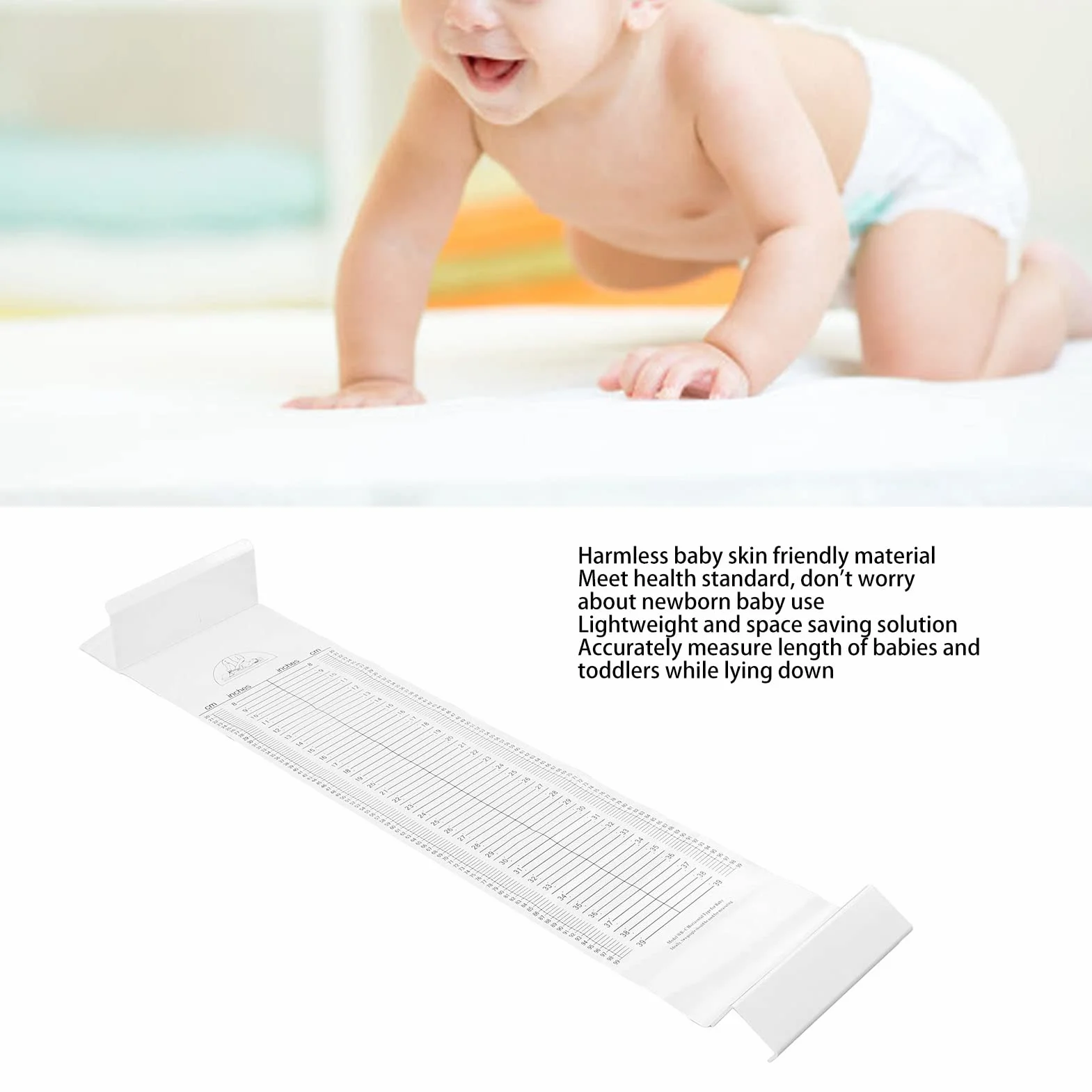 Tappetino Misura Neonato Lavabile Pieghevole con Righello Altezza e Posizionatore Piede