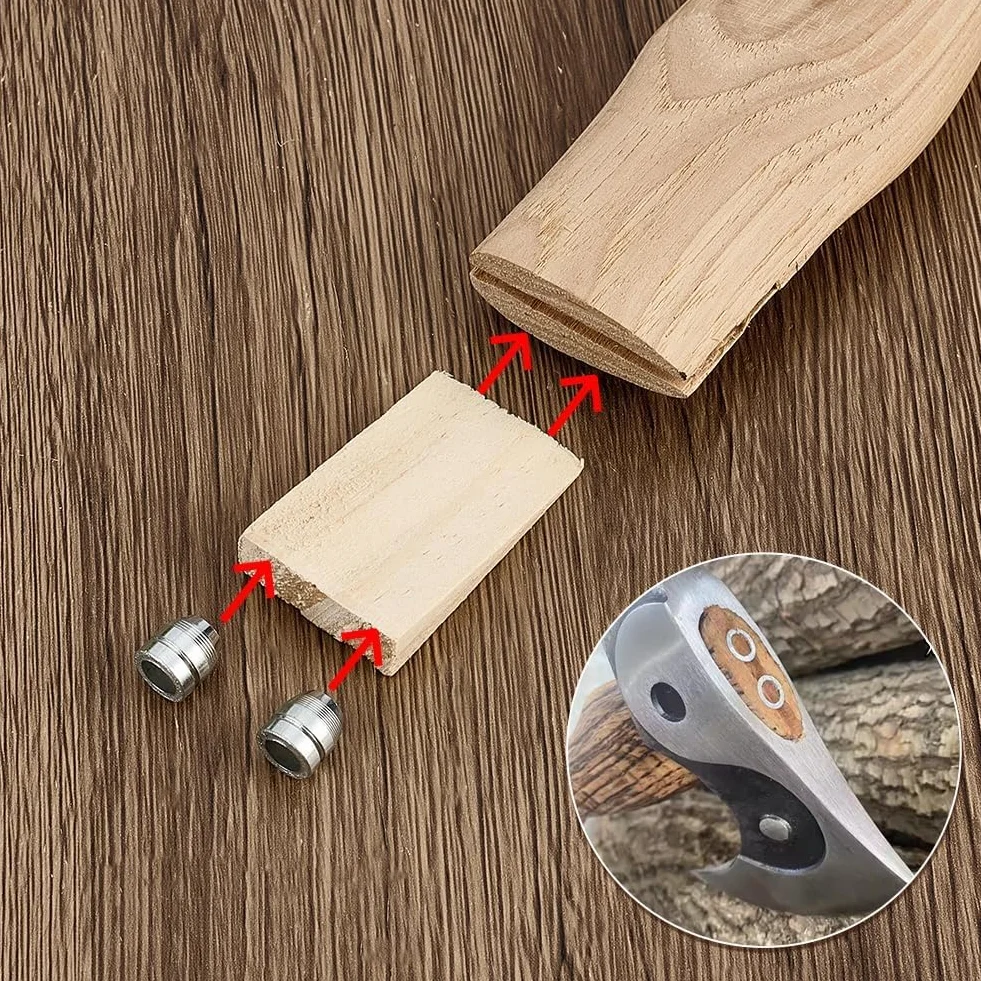 PH PandaHall 28pz Cunei di Sicurezza per Manici Rotondi Legno e Acciaio Inossidabile Kit Sostituzione Manico Ascia Martello