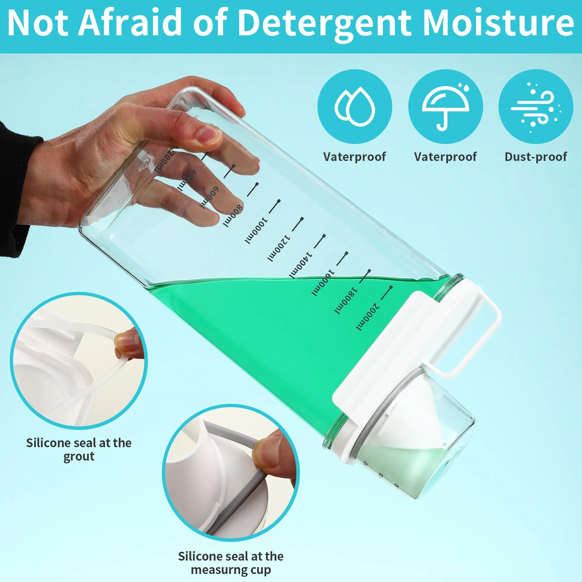 HAOYULUO Dispenser Detersivo Lavatrice,Dosatore Detersivo Lavatrice con Misurino, Contenitore per Detersivo in Polvere, Riutilizzabile, Può Essere Utilizzato per Conservare gli Alimenti (2300ML)